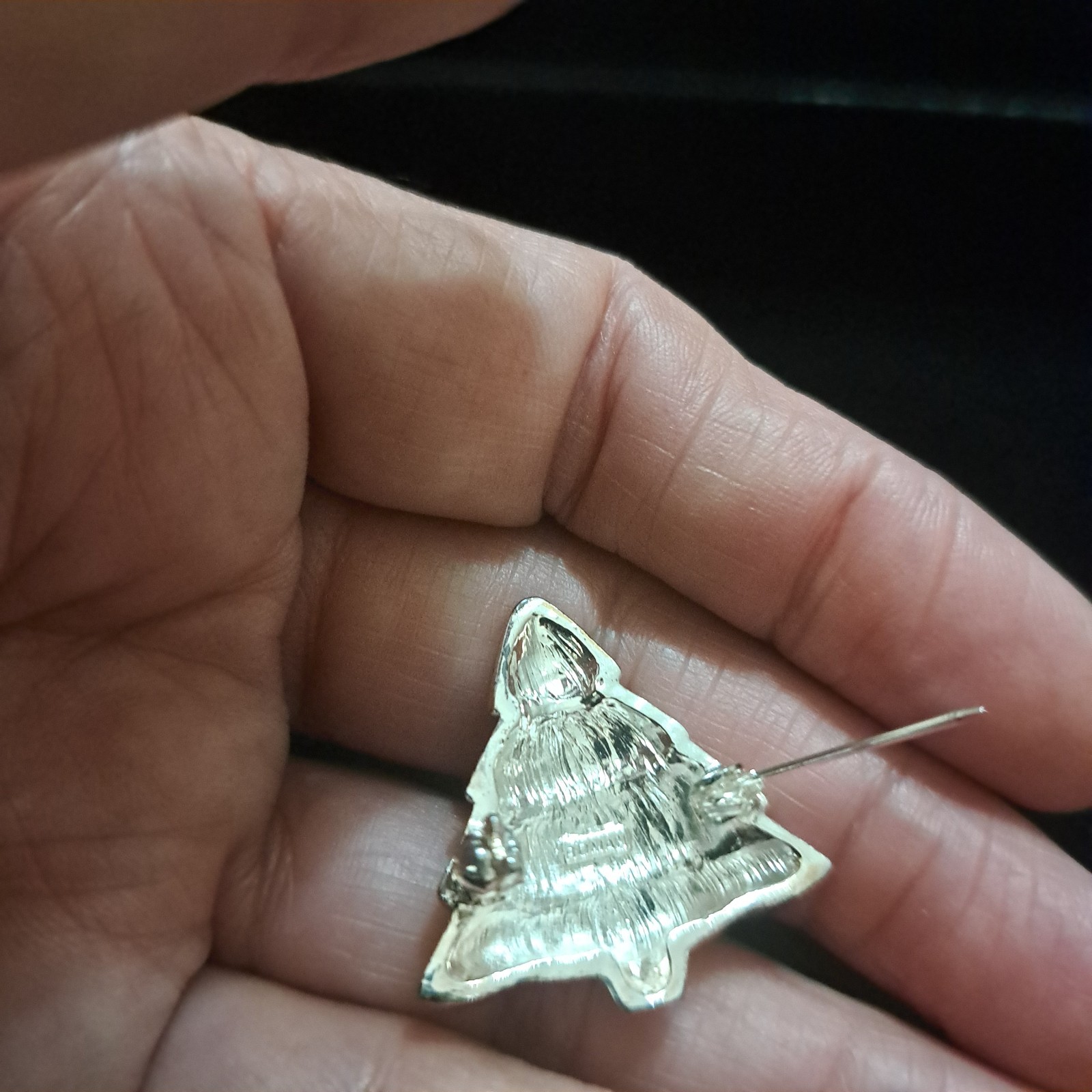 Vintage Roman Two Tone Christmas Tree Pin 1″x 1″ Petite Pre Owned In Box