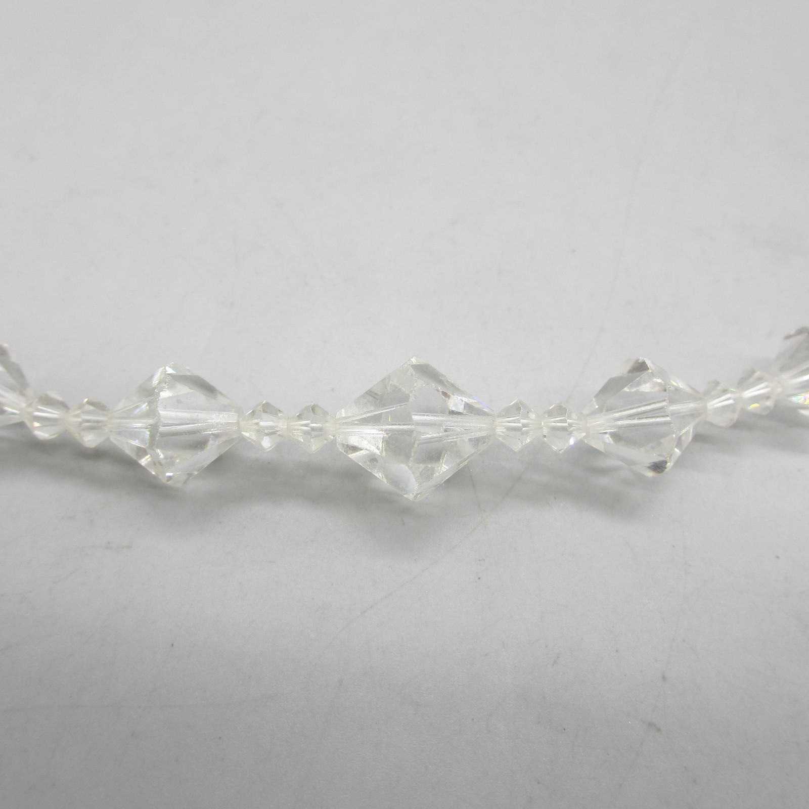 Vintage AB Necklace Clear Bicone Beads 23 Inch