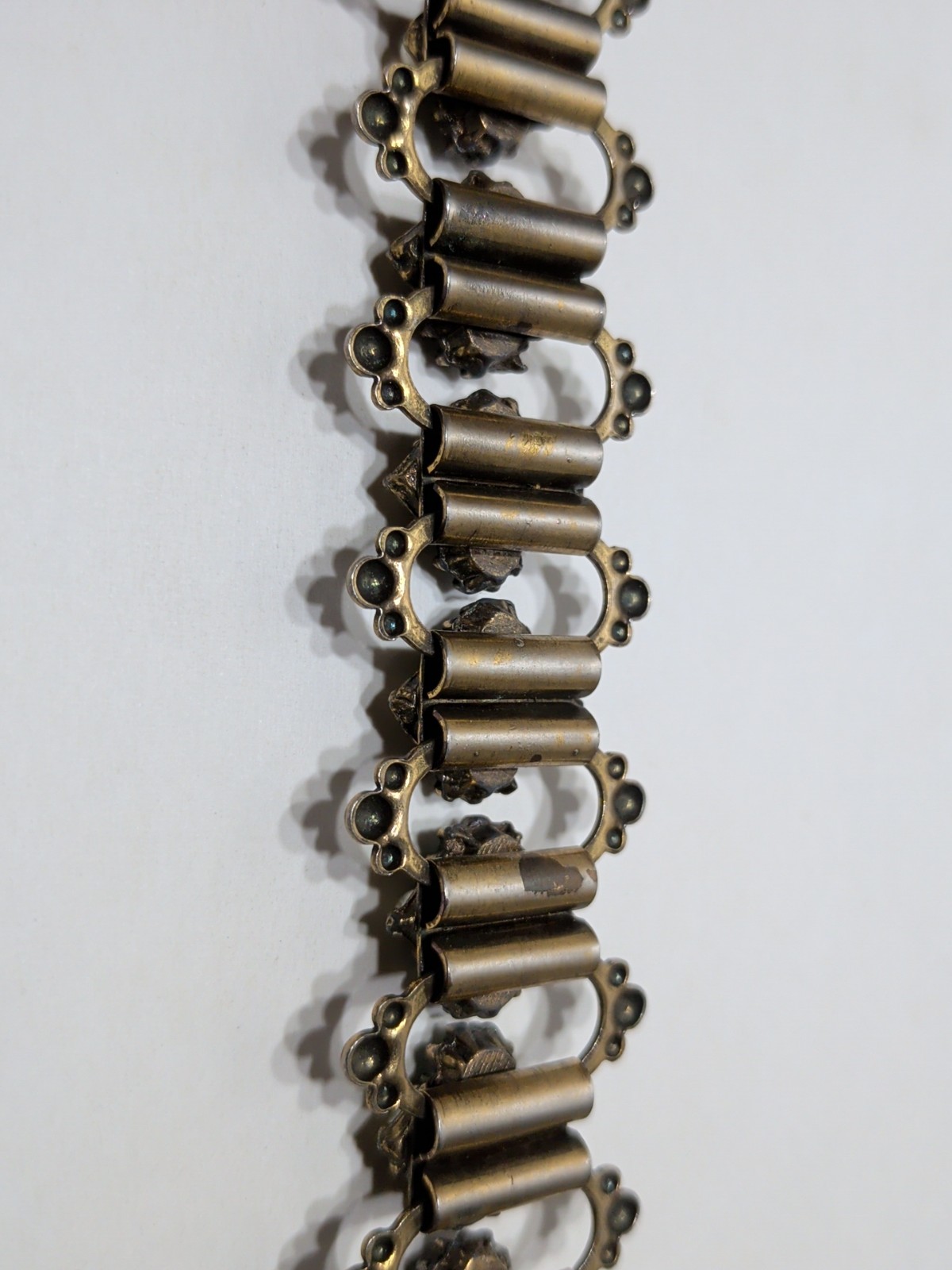 ✨VINTAGE✨ 1950s 8″ Bracelet Blue Stones Small Pearls Gold Tone Filigree Copper?