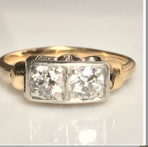 Antique Old European Cut Diamond Ring in 14K Gold Size 5.75