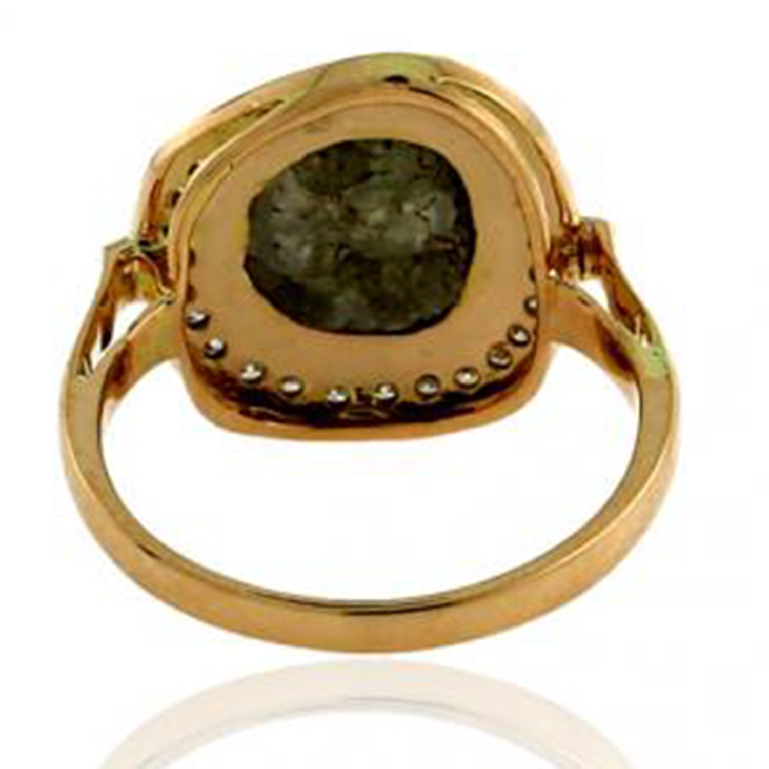 Solid 18K Yellow Gold Real Diamond Antique Ring Women Handmade Jewelry