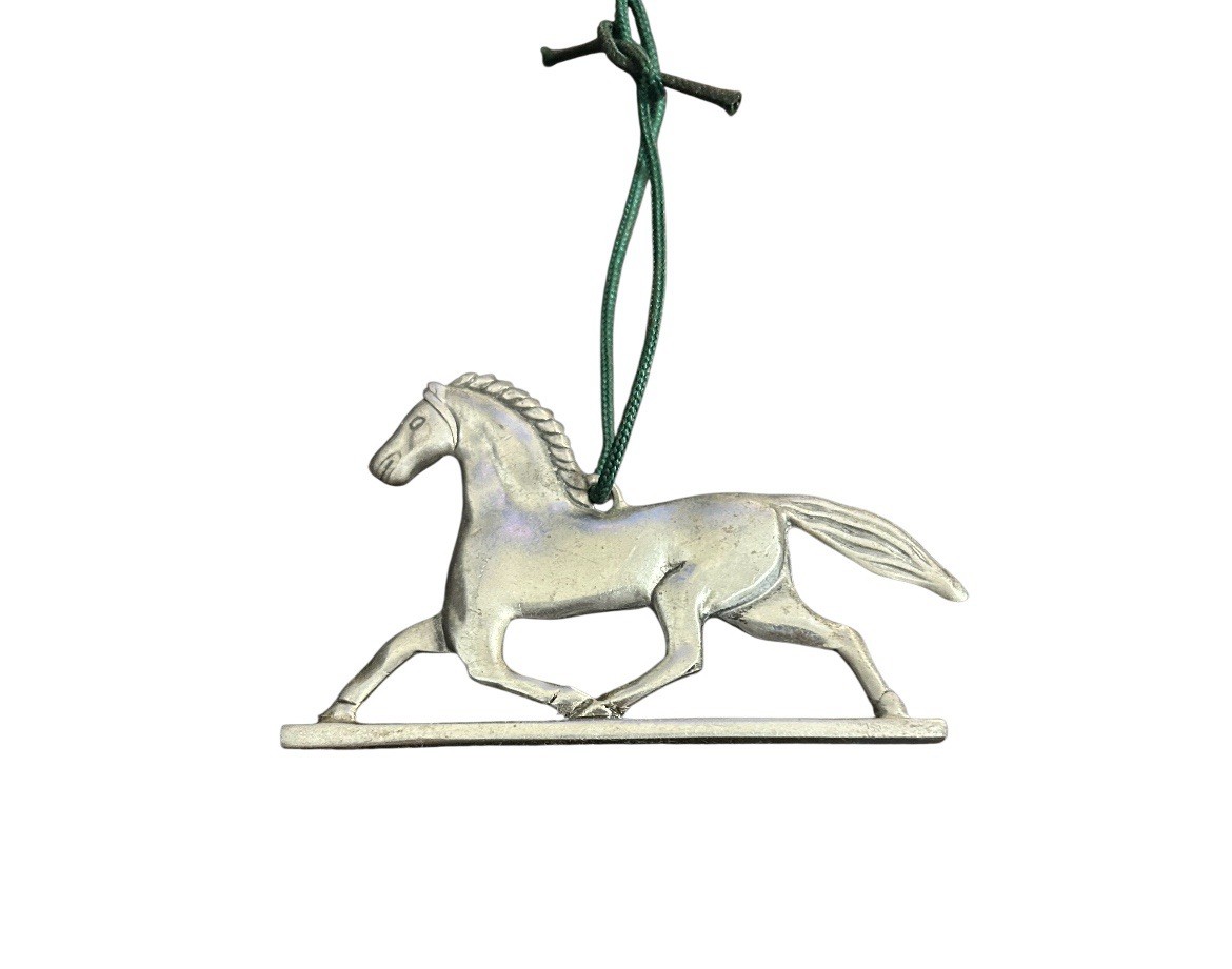 Reed And Barton Pewter Running Horse Ornament AARFAC Stamp Folk Art Weathervane