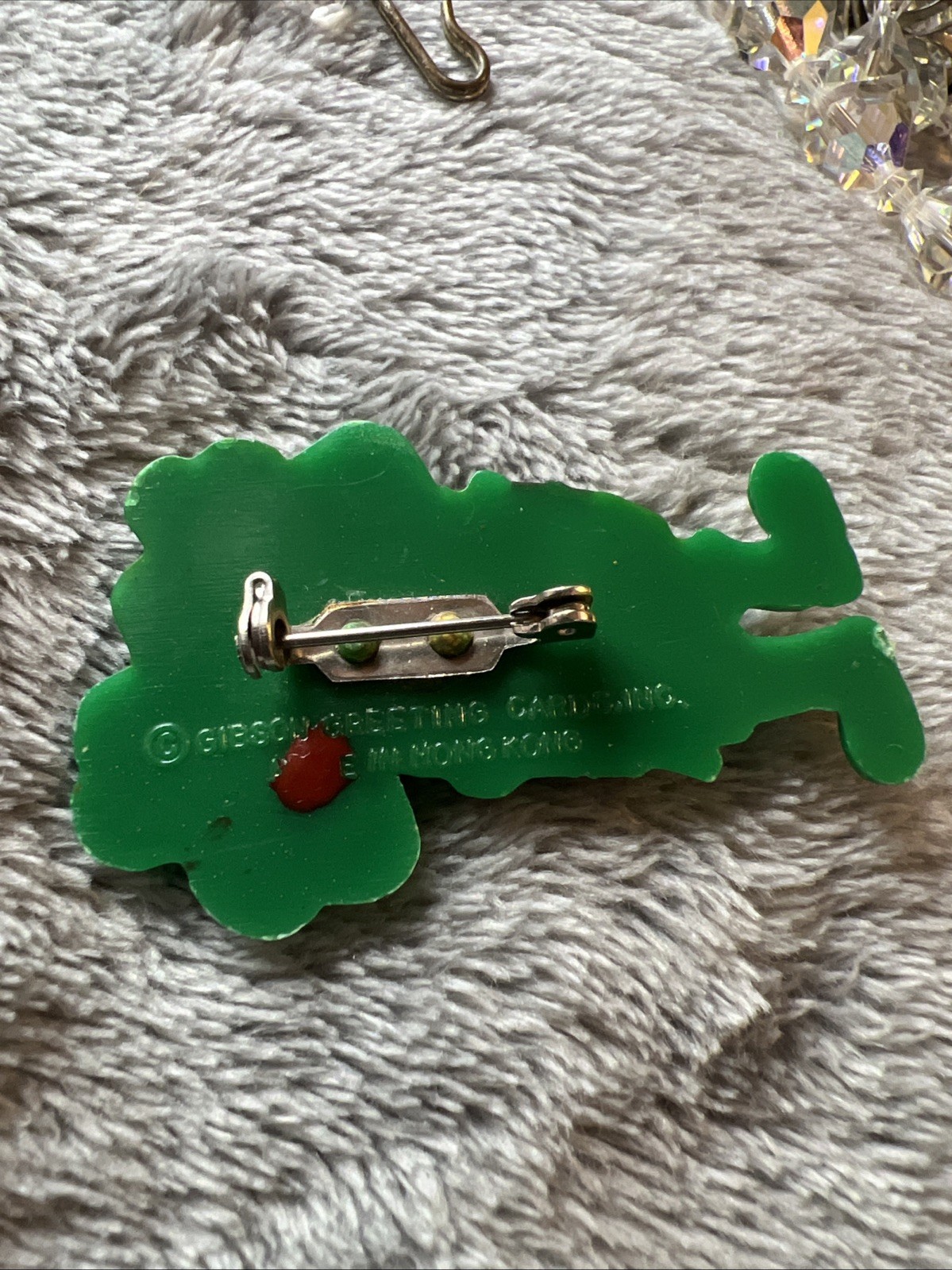Vintage 1970s/80s Gibson Greeting Cards Leprechaun Shamrock Pin Brooch Kitsch