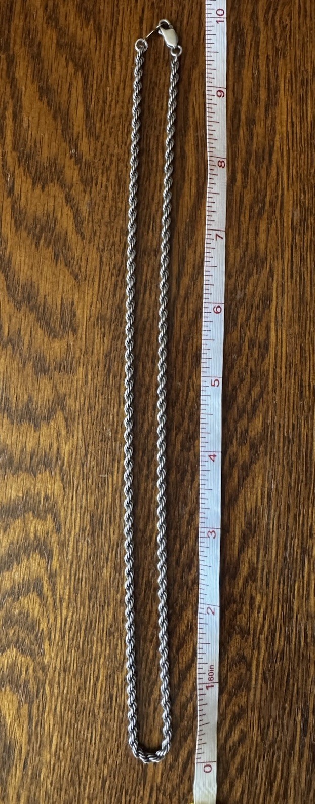 925 Sterling Silver Oxidized Twisted Rope Chain Necklace 20” 14.17g