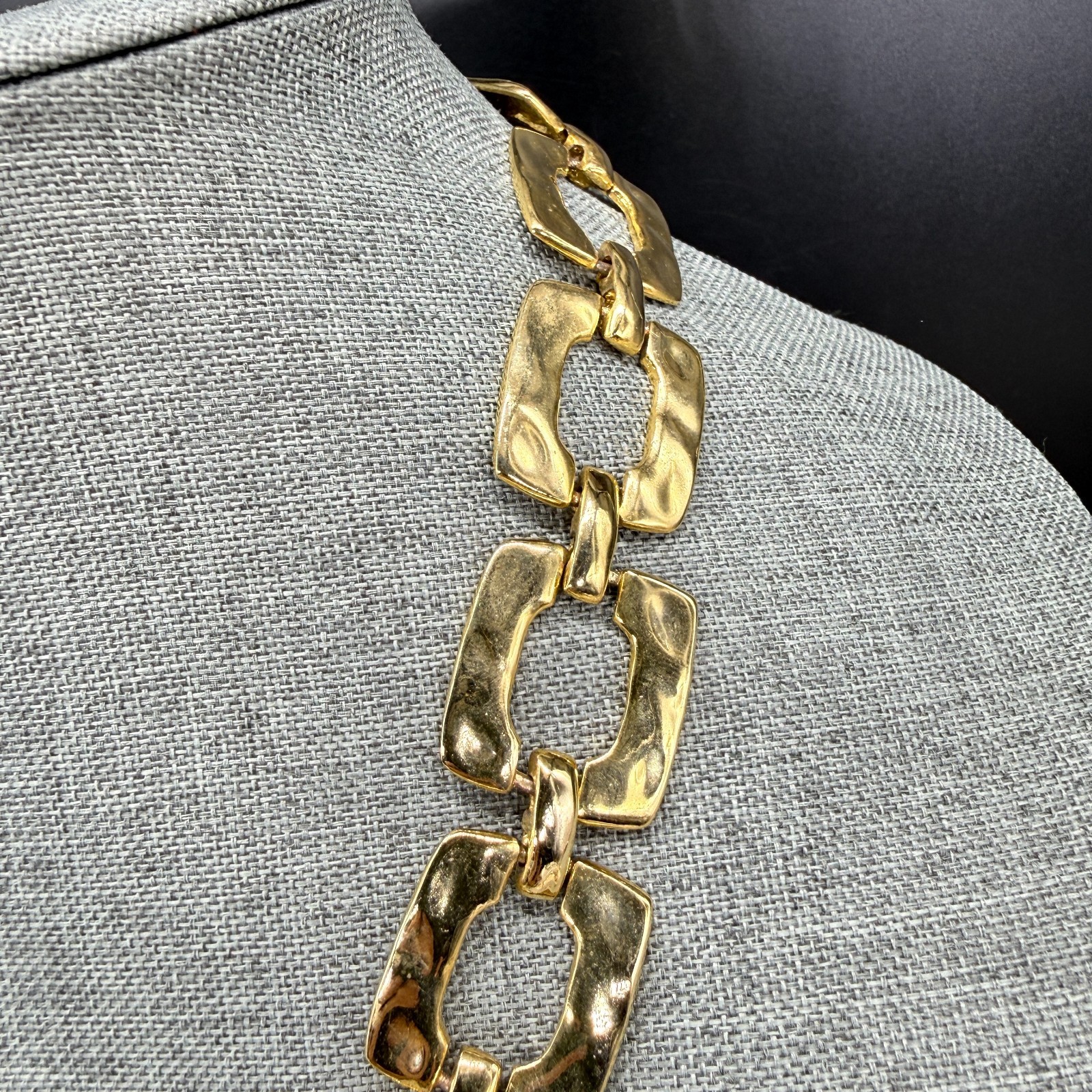 Vintage Necklace Chunky Gold Tone Square Chain Heavy 22 Inches