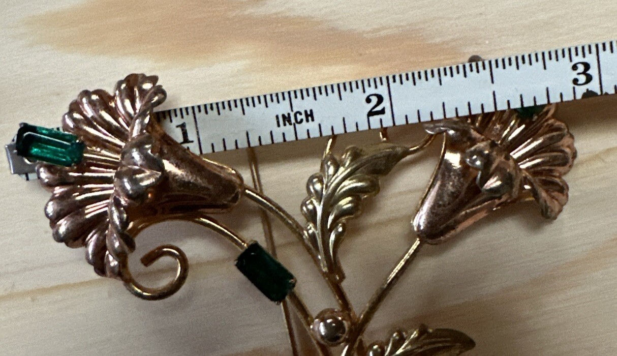 Vintage Sterling Silver Estate green stones brooch 1930’s-1950’s