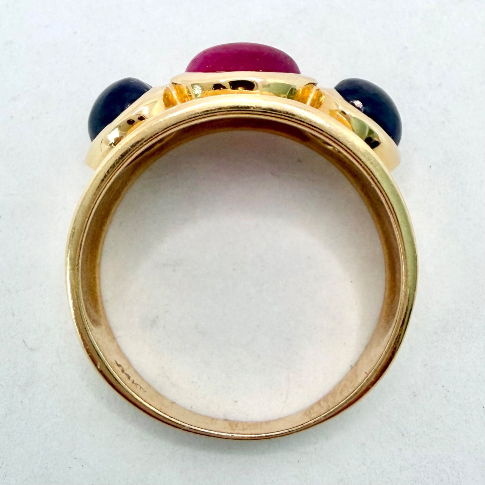 Vintage 14k Gold Ruby Sapphire Cabochon Domed Ring 4.5g Size 7 Estate