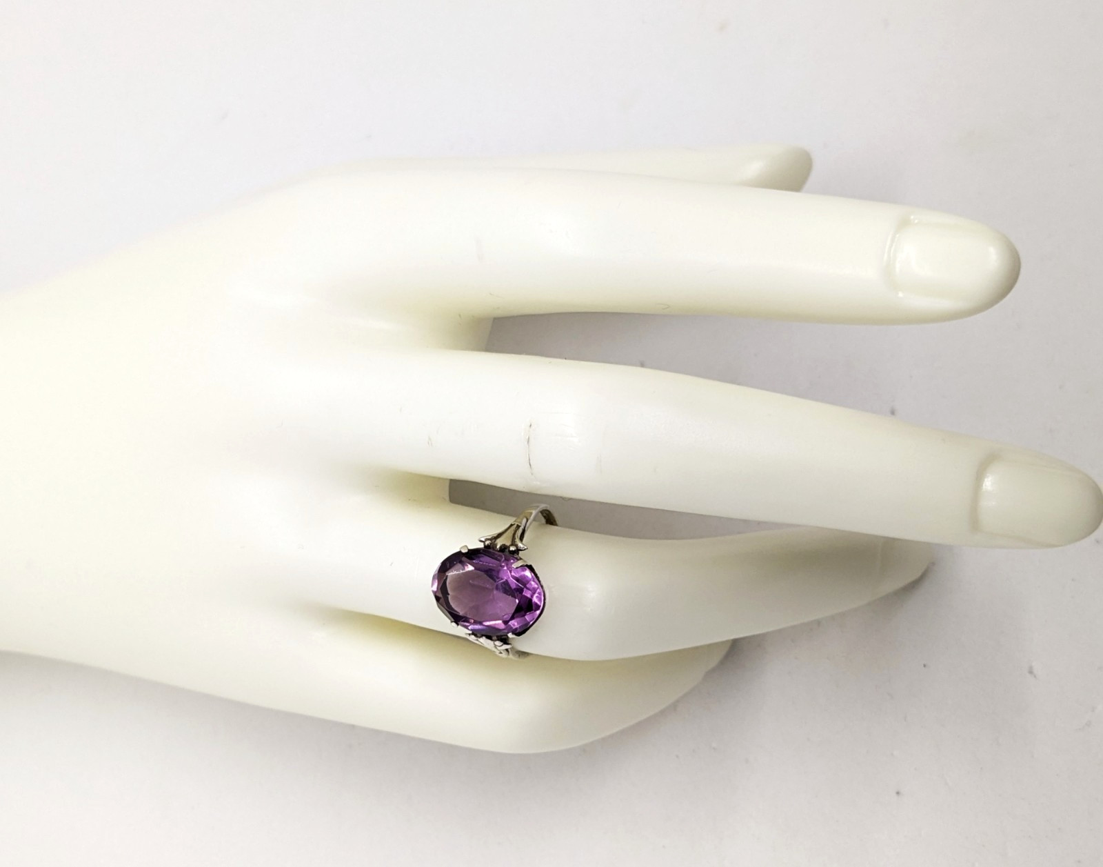 Vintage Soviet RING Silver⭐️875 Star stamp with Amethyst -size: 7US (17mm) | #73