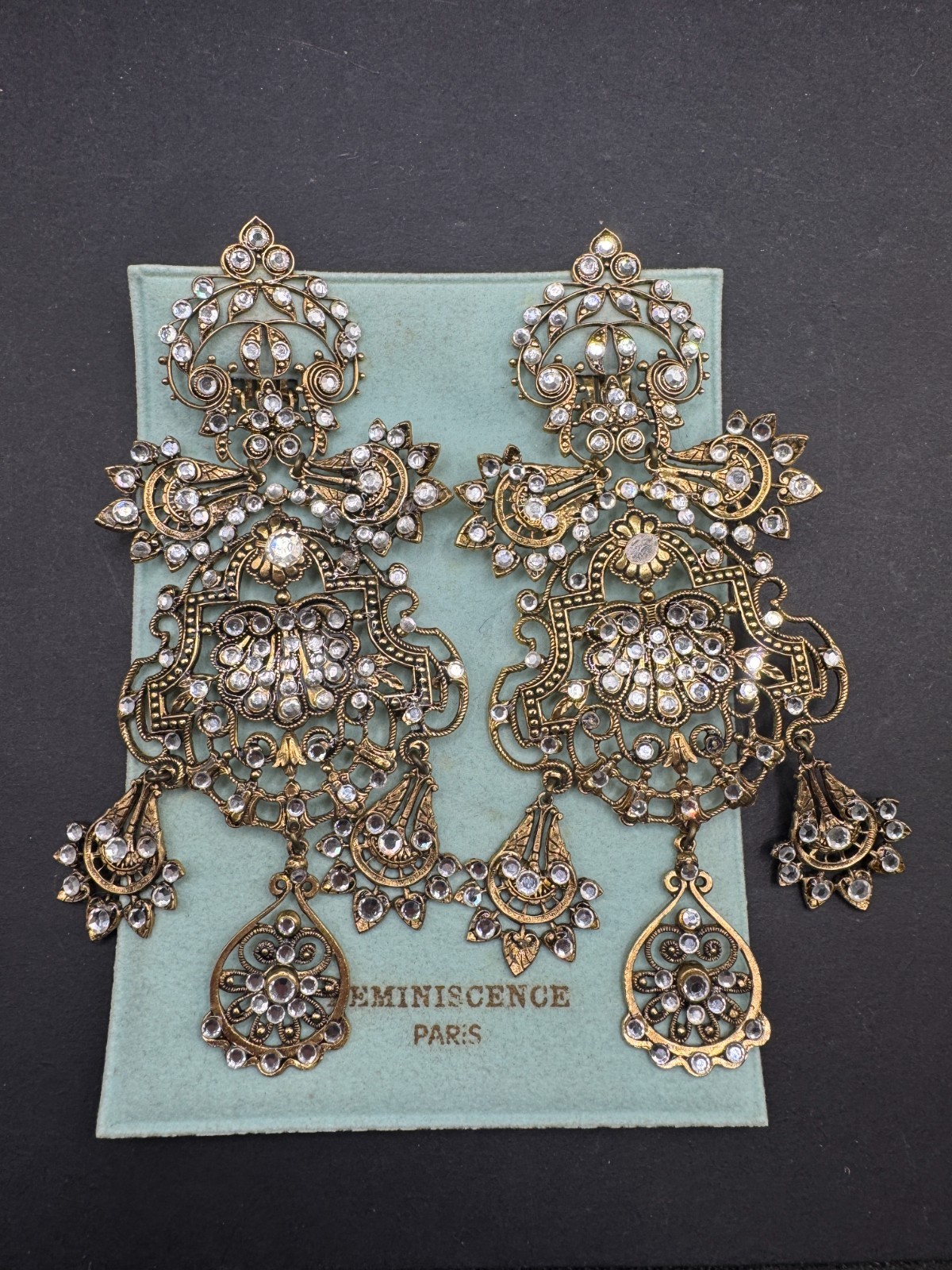 Réminiscence Paris Huge Clip On Earrings (Missing Stones)