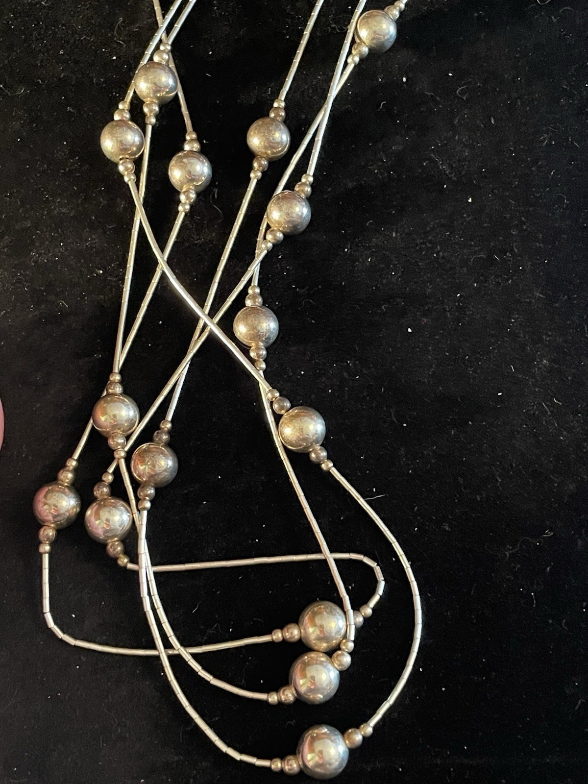 Vintage Liquid Silver Ball Beaded Necklace. Southwestern. 22 Inches