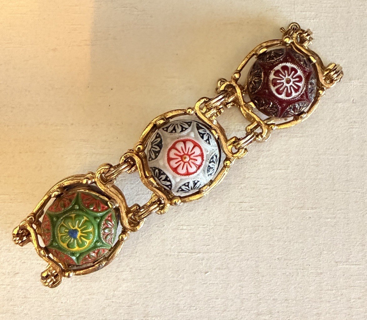 D&E for Celebrity Vintage Moroccan Matrix Glass Cabochon Bracelet