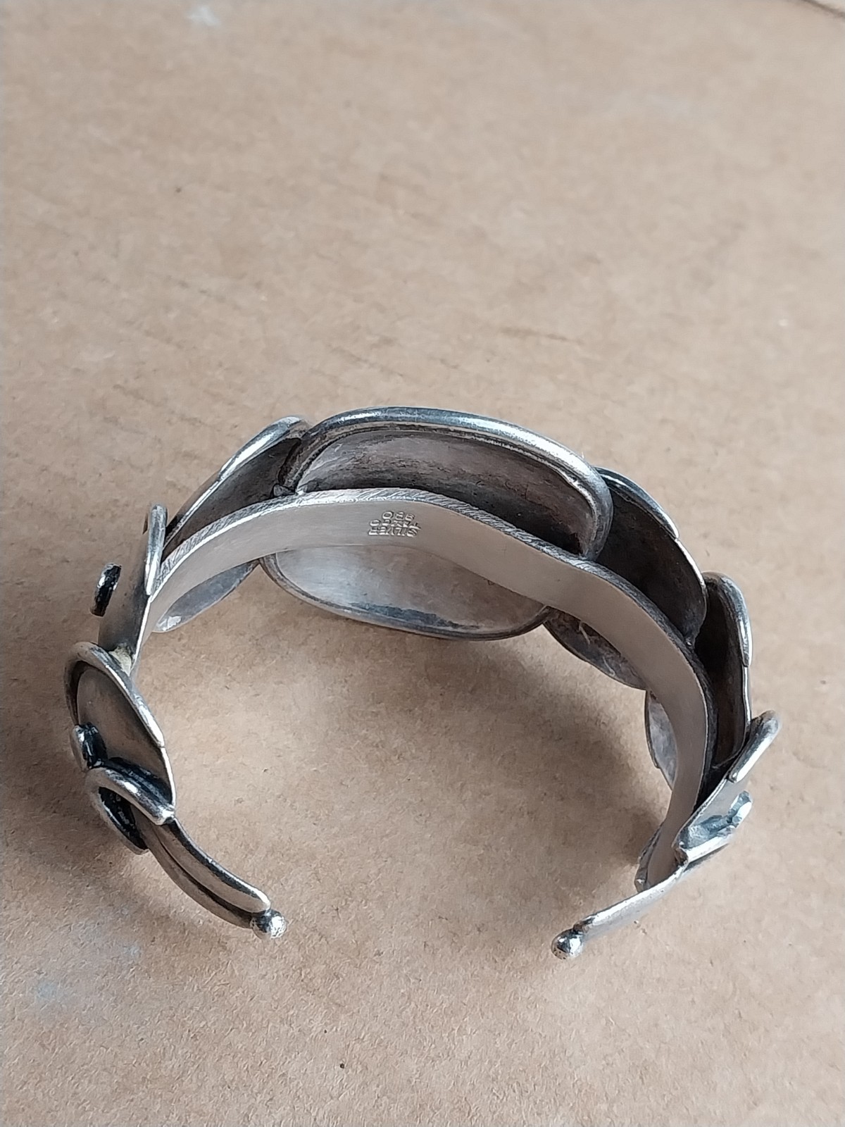 Vintage 1940s Taxco 980 Silver Modernist Mexican Silver Armadillo Cuff Bracelet