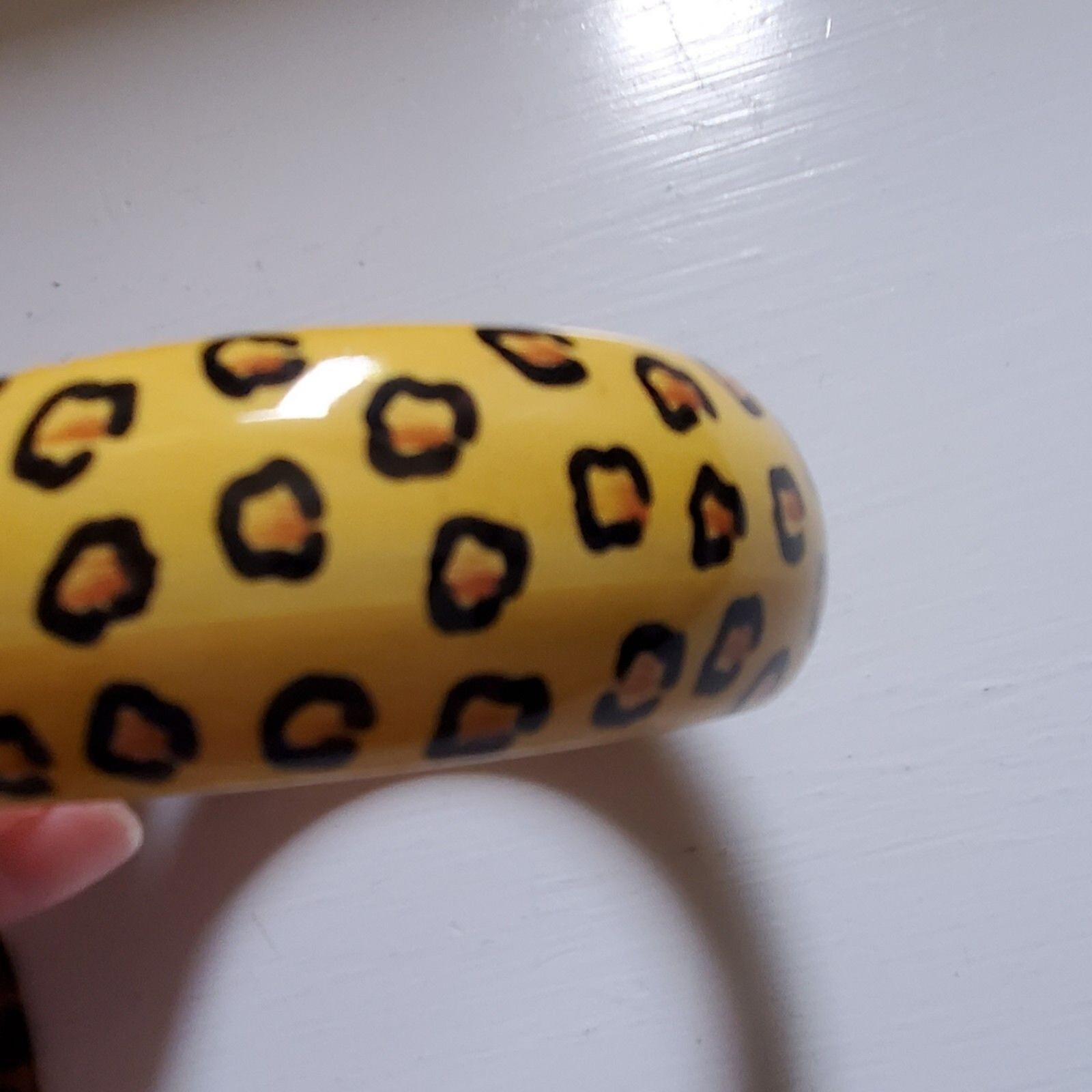 Vintage Leopard Animal Print Bracelets & Earrings, Painted Wood & Lucite