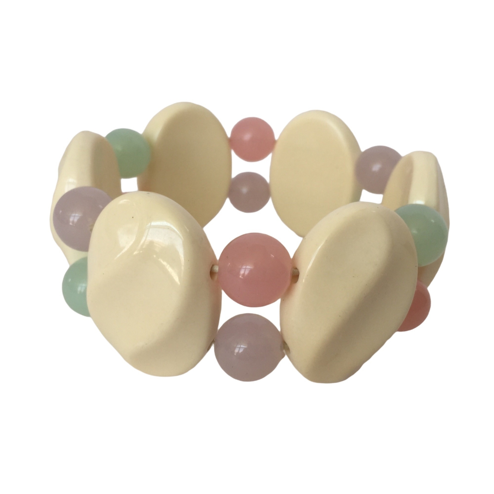 Avon 1990 Shades of Spring Chunky Bracelet Pale Purple Pink Green Cream Stretch