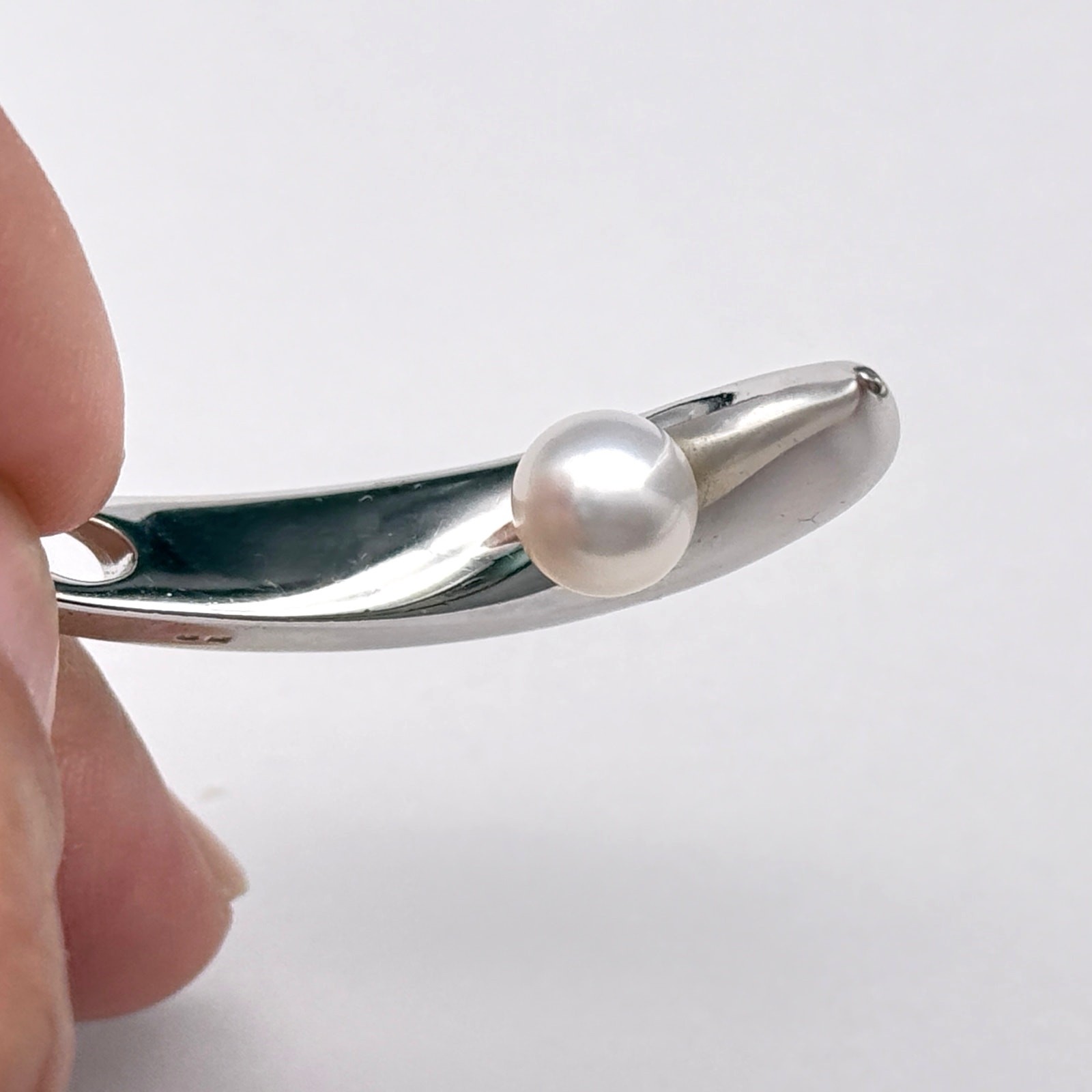 Vintage Mikimoto Modernist Abstract Pearl Sterling Silver Pendant