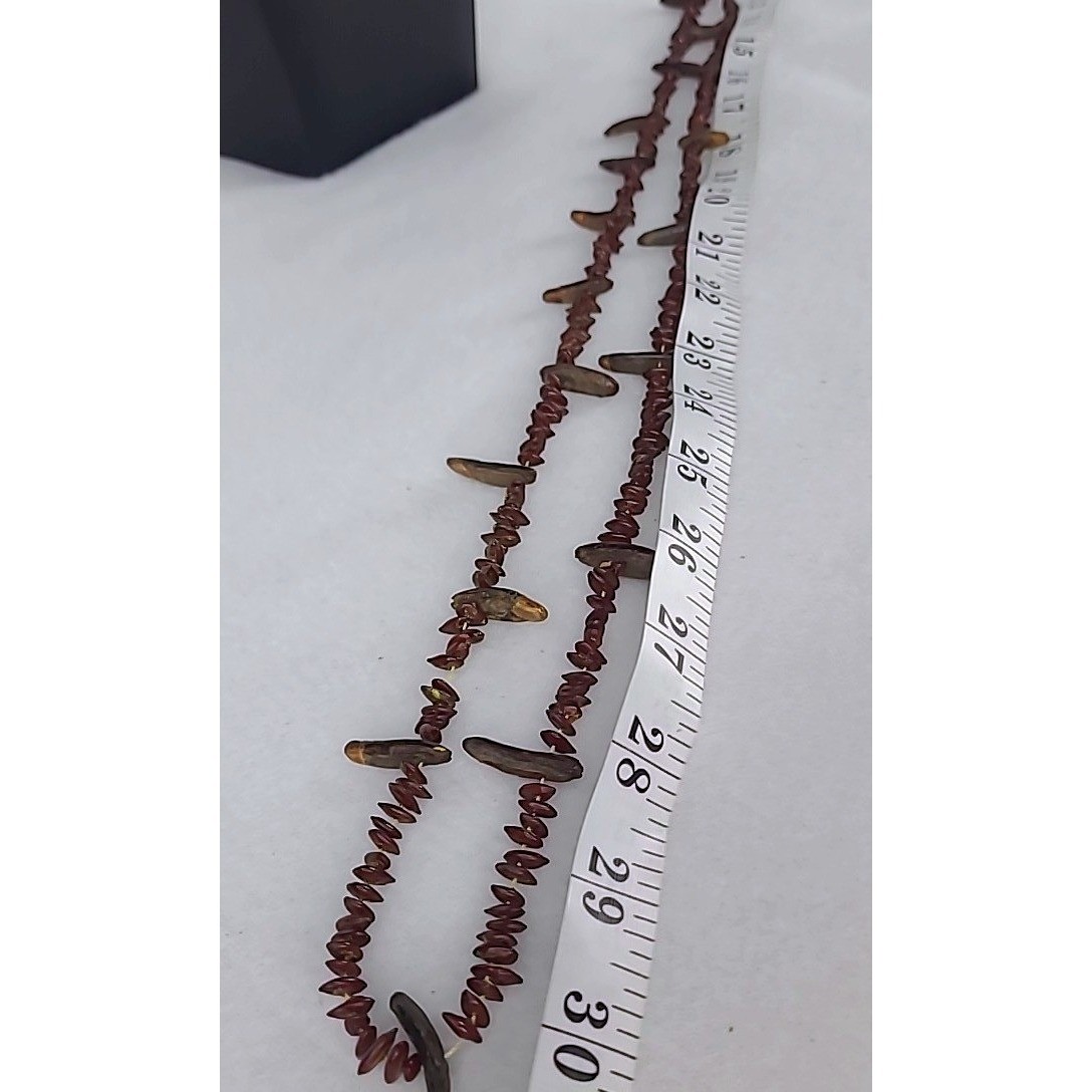 Vintage Beaded Necklace Stone Brown Earthy Boho 60″