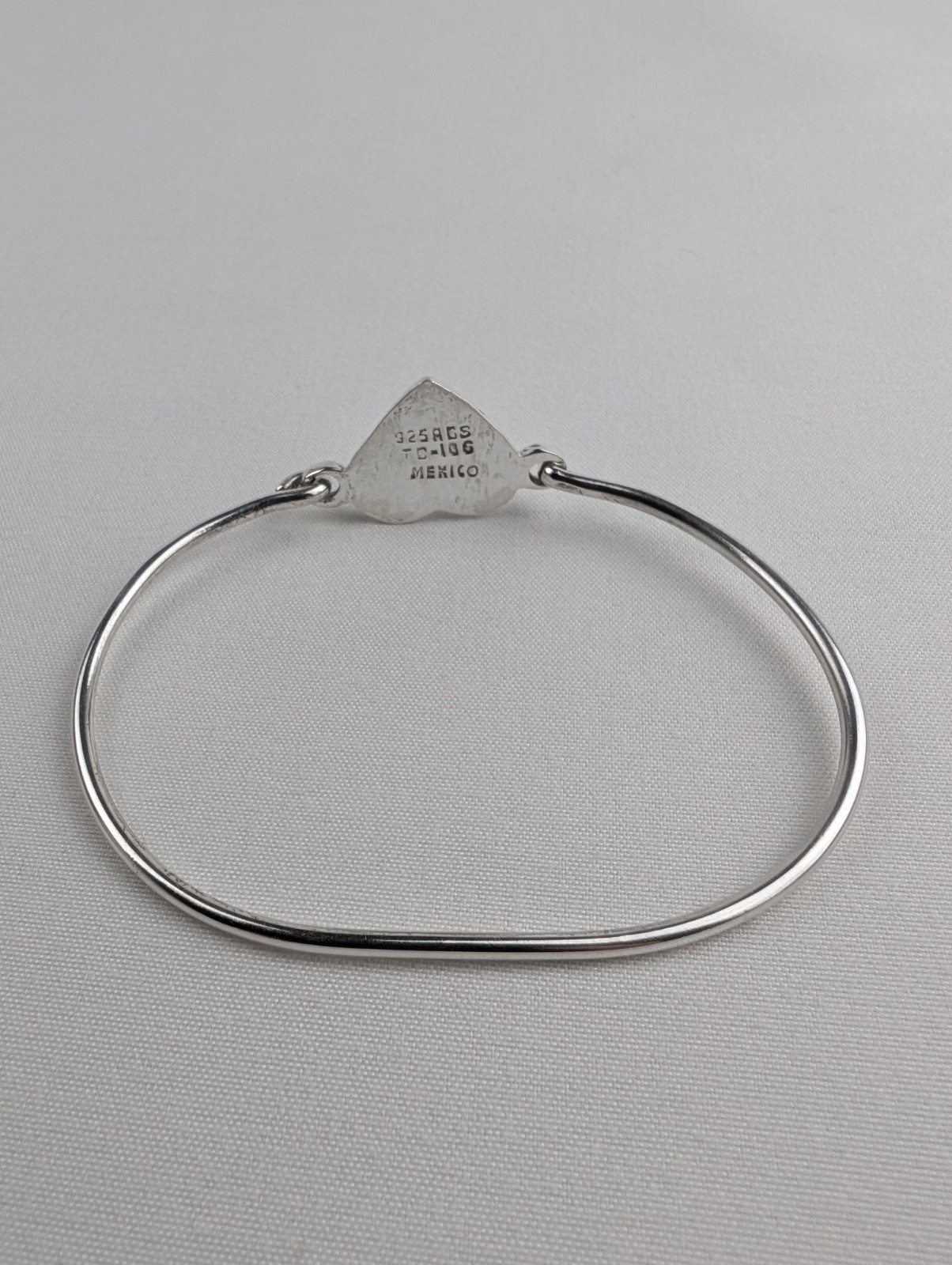 Vintage Taxco Mexico 925 Sterling Silver Puffy Heart Bangle Bracelet ACS 8.38g