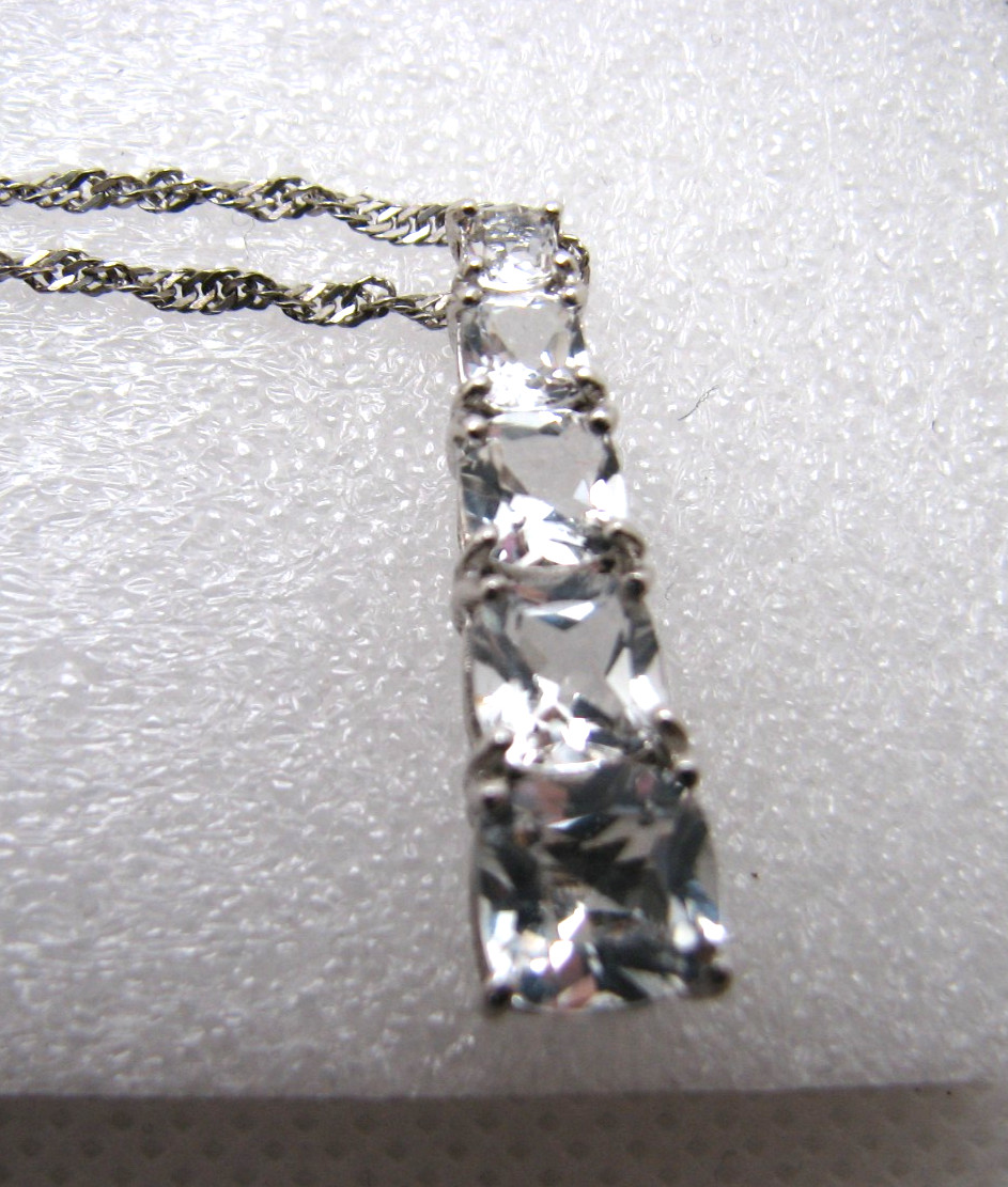 Vintage 925 Sterling Silver White Topaz Gemstone 4-Pc. Parure Set
