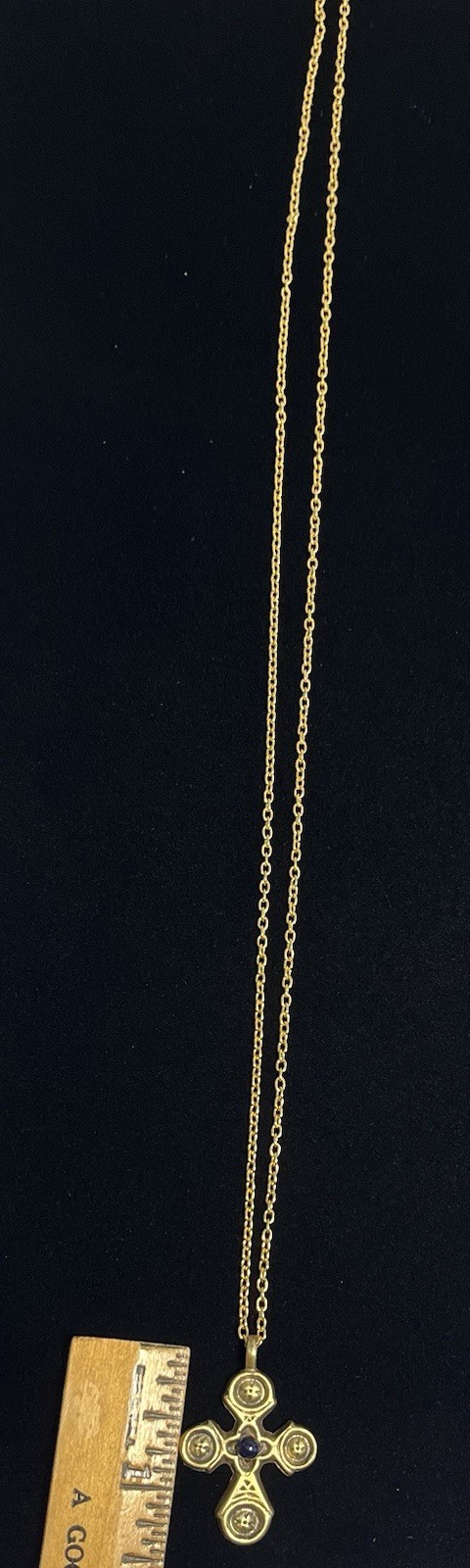 Vintage CROSS Alva Studios Museum Religious Pendant Gold Tone 24″ Necklace