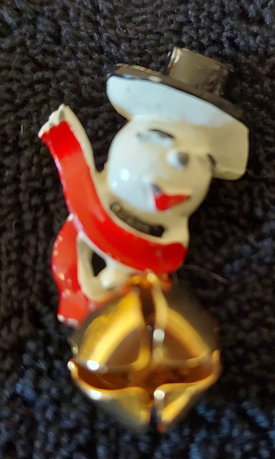 Vtg Christmas Holiday 7pc Pins/Brooches Bells Trees Mouse Snowman Sign Gold-tone