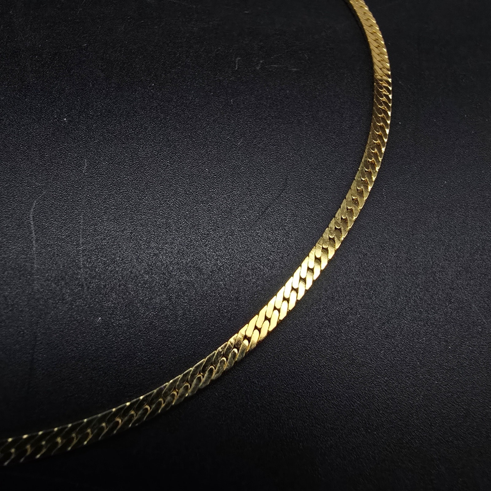 14K Gold Plated Herringbone Chain Necklace Gold Tone 18 Inch Costume Jewelry