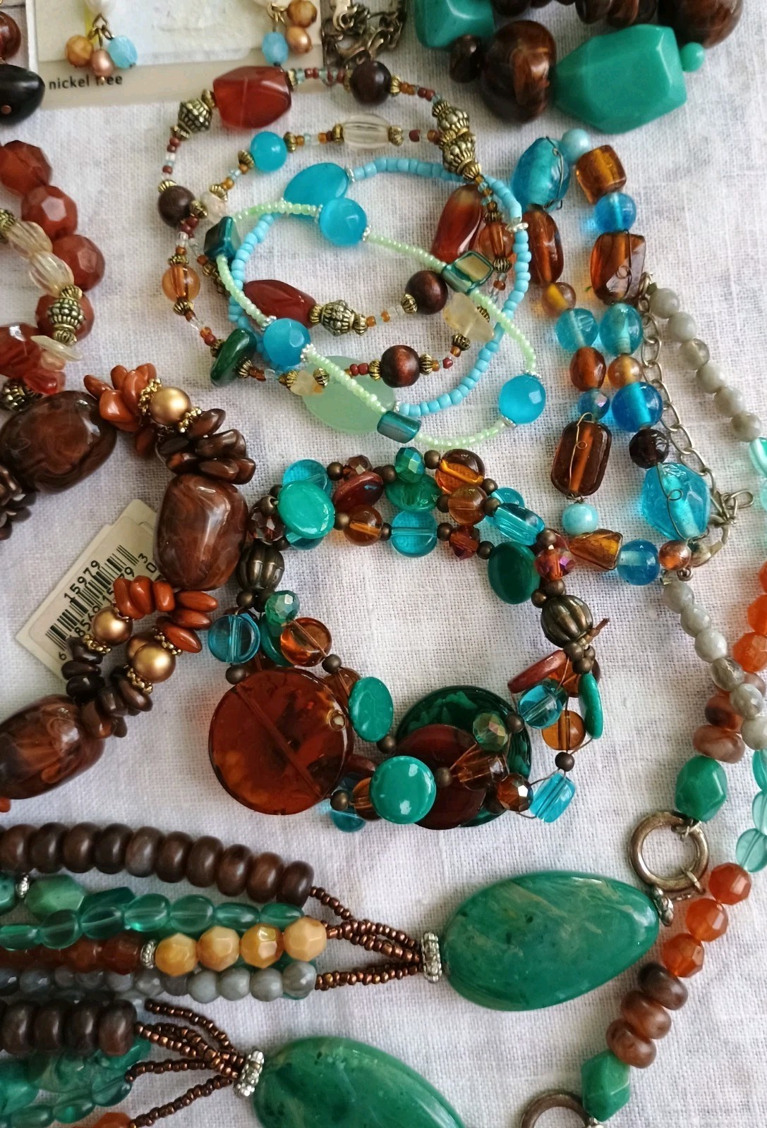 VTG Jewelry Lot Turquoise Green Earthy Colors Boho Necklaces Bracelets Resellers