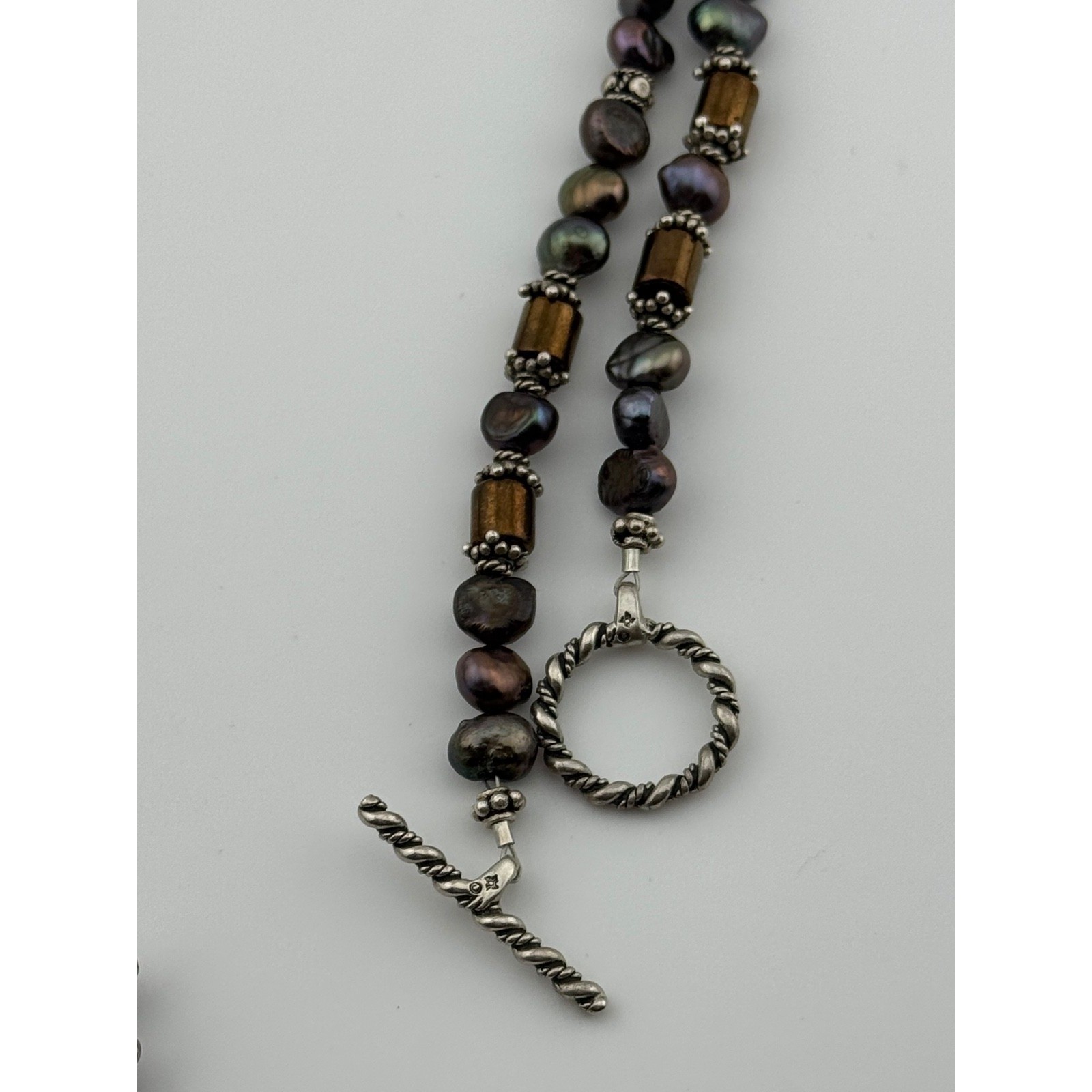 Vintage 1999 Robert Bob Burkett Signed Dragonfly Pendant Beaded Pearl Necklace