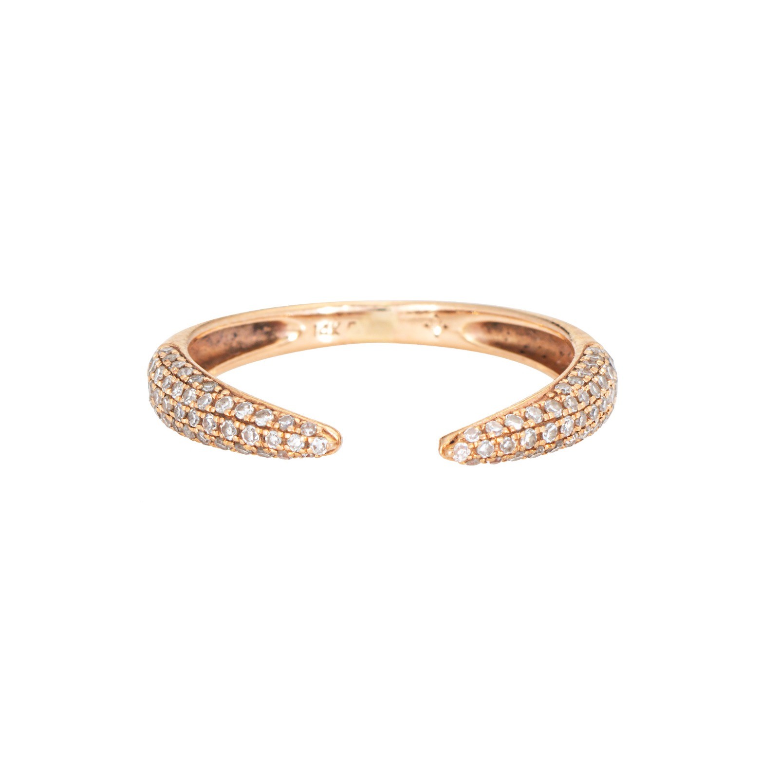 Diamond Claw Ring Sz 5.75 Open Pave Band 14k Rose Gold Estate Fine Jewelry