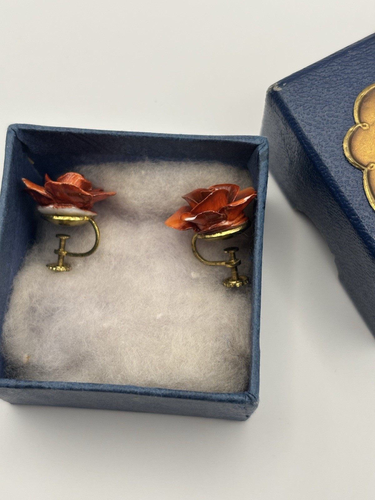 Vintage Coalport Bone China Floral Clip On Earrings Made In England with Box