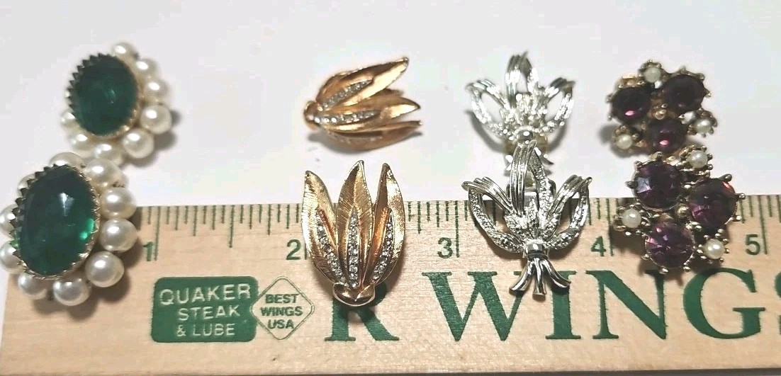 Stunning Lot Clip-On & Screwback Rhinestone Earrings High Quality 50s-60s