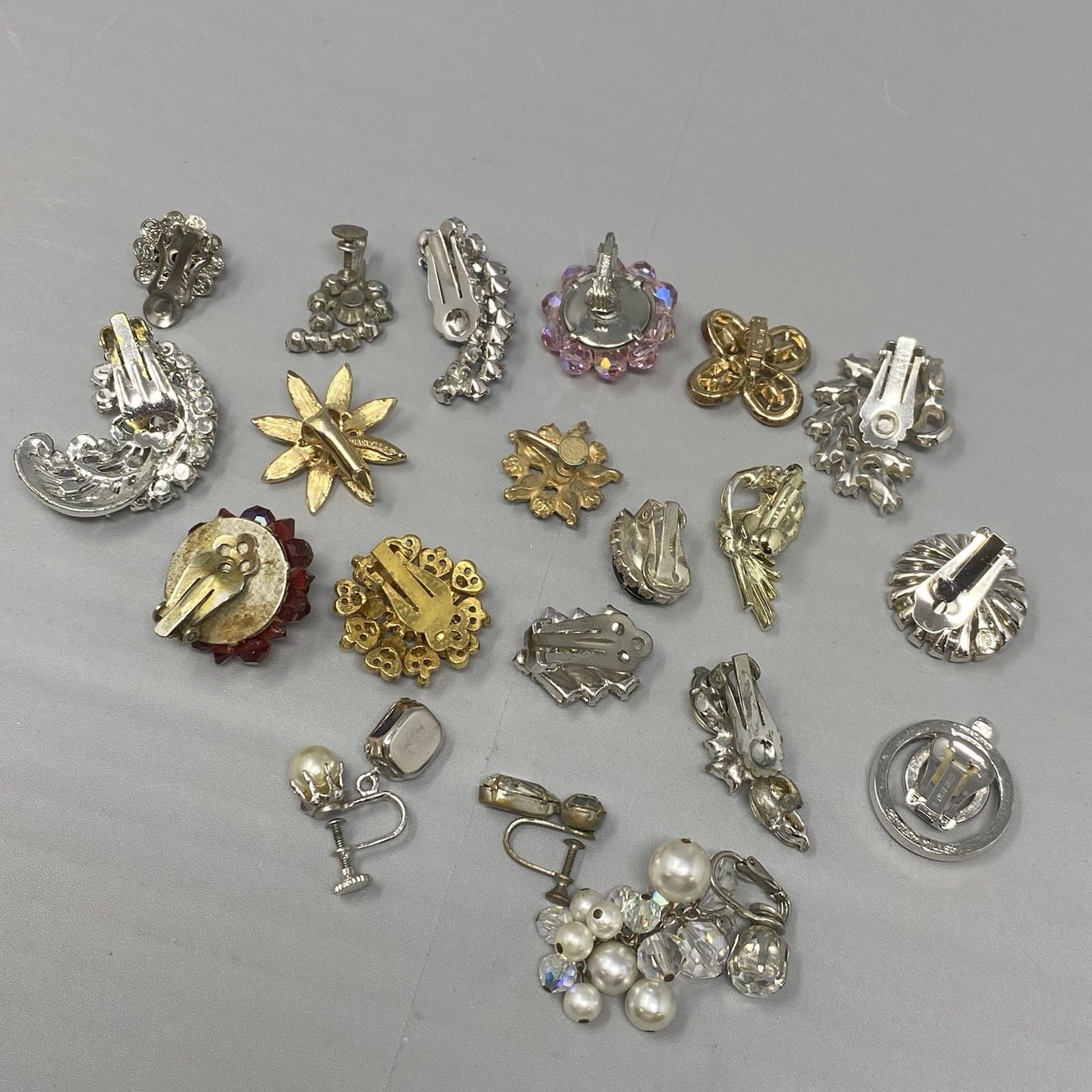 VTG Rhinestone Single Earring Lot 20 Astro Nolan Miller Florenza Trifari Coro