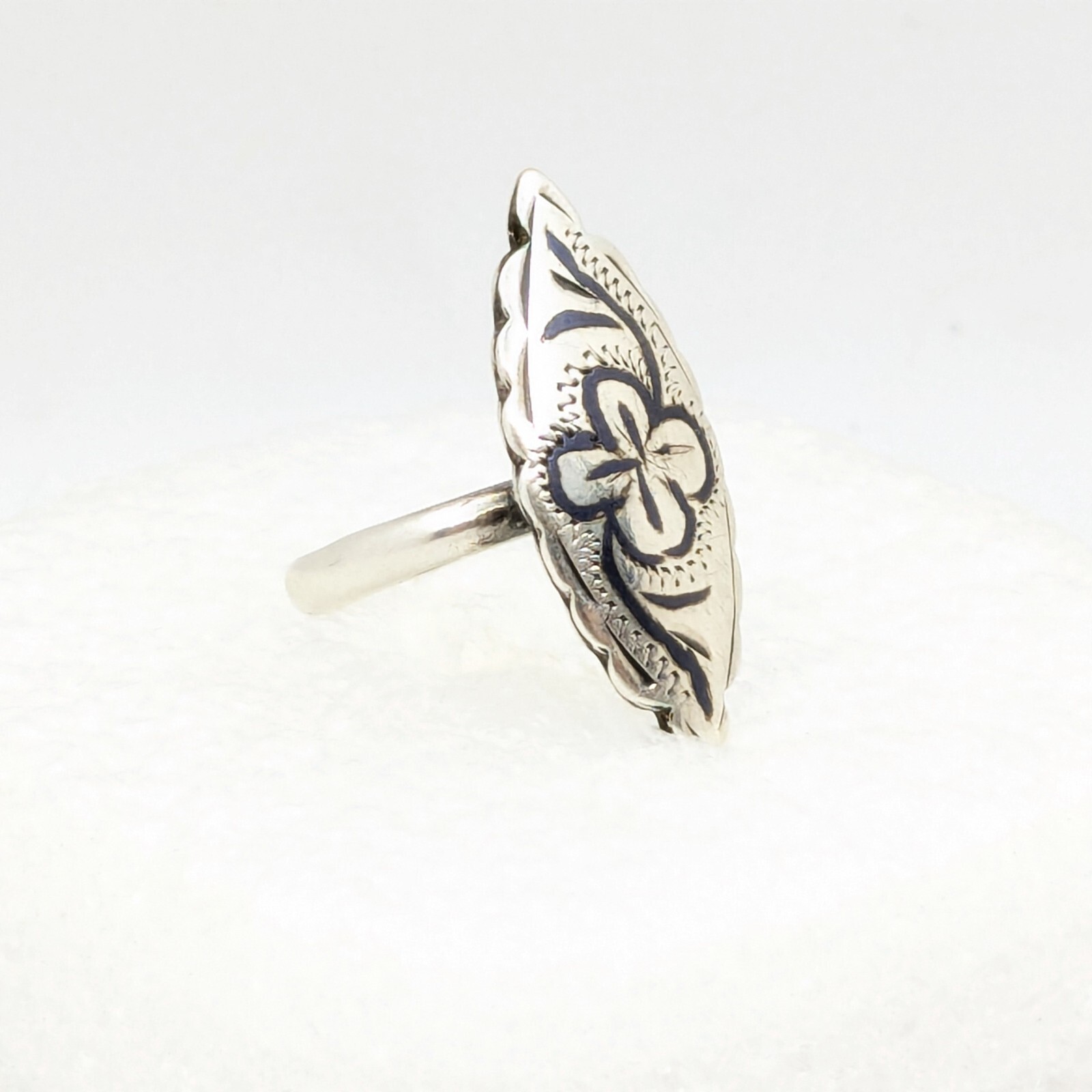 Vintage RING Silver⭐925 stamp Star USSR with Blackening -size: 7US (17.5mm)| #20