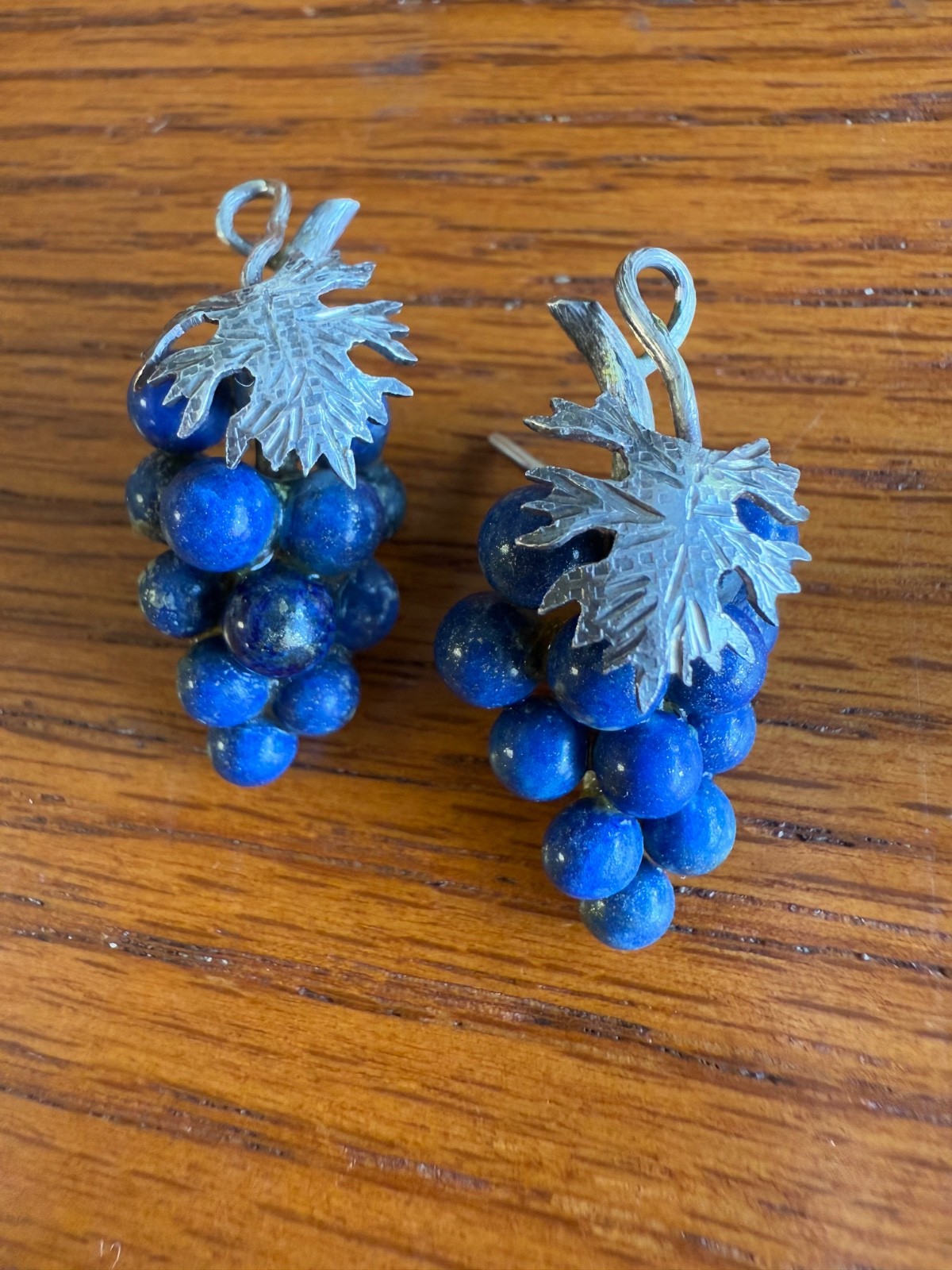 Vintage Morita Gil of Chile sterling silver & Lapis Grape clusters earrings