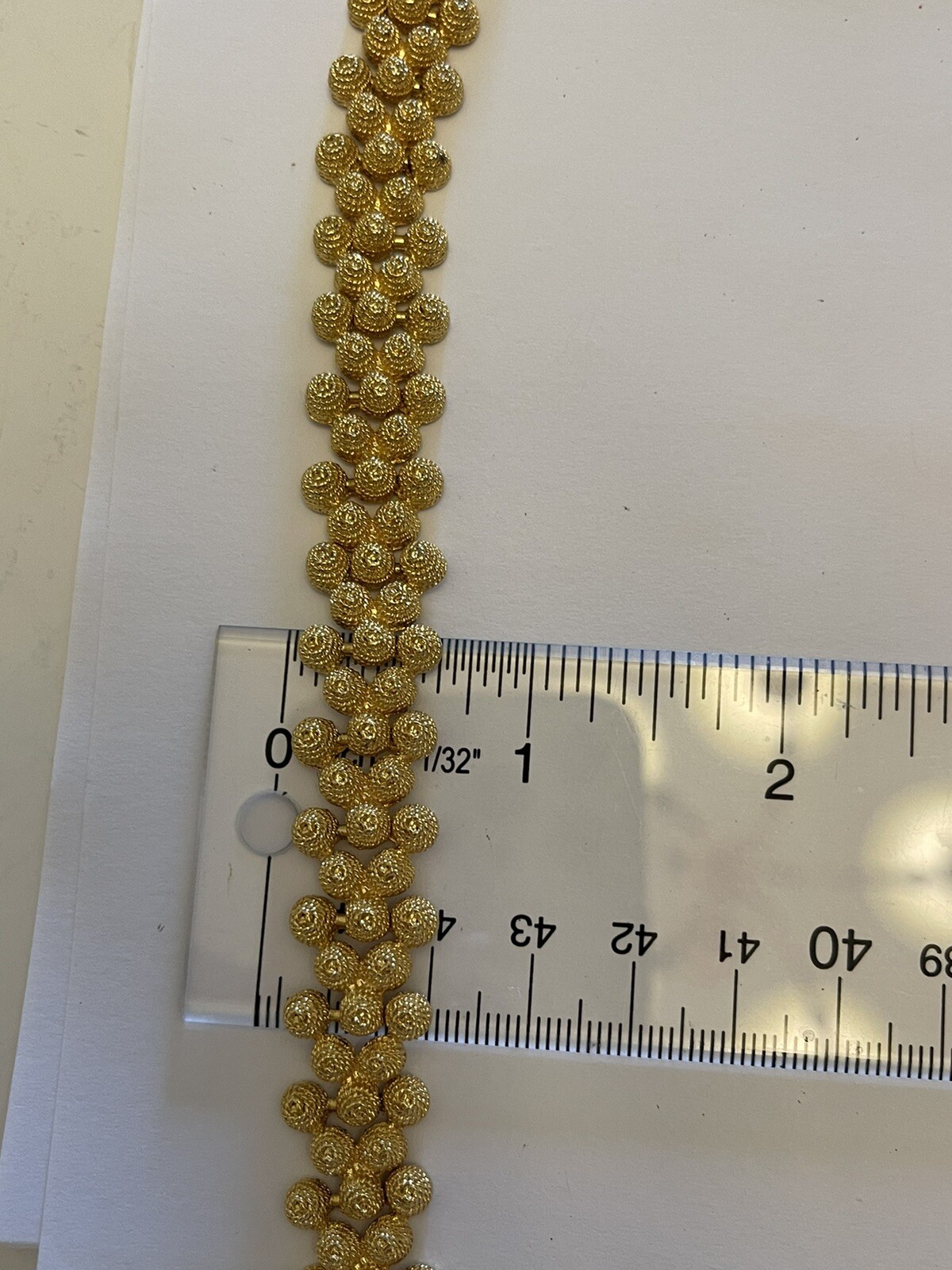 Vintage Goldtone Granulated 1/2” Wide 8” Long Bracelet & Match Drop Earrings 1.5