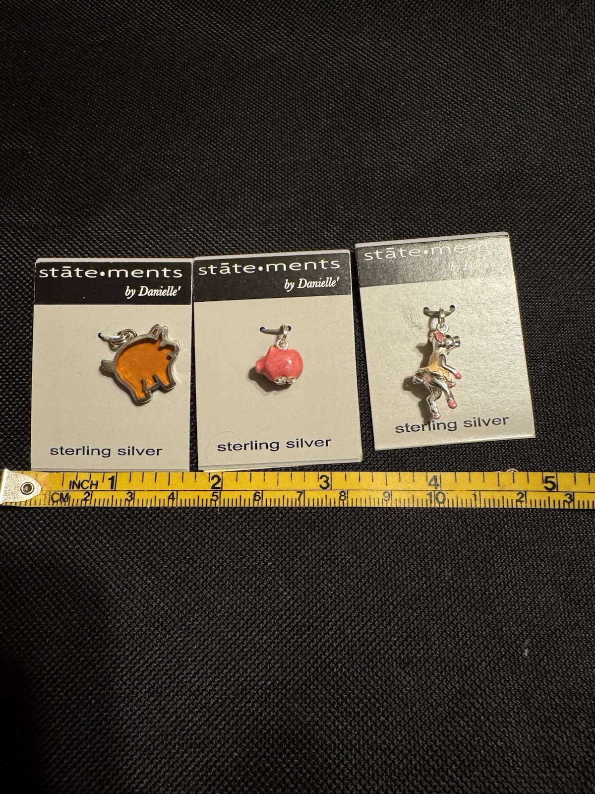 Three statement By Danielle Sterling Silver Pig Charms, All Different