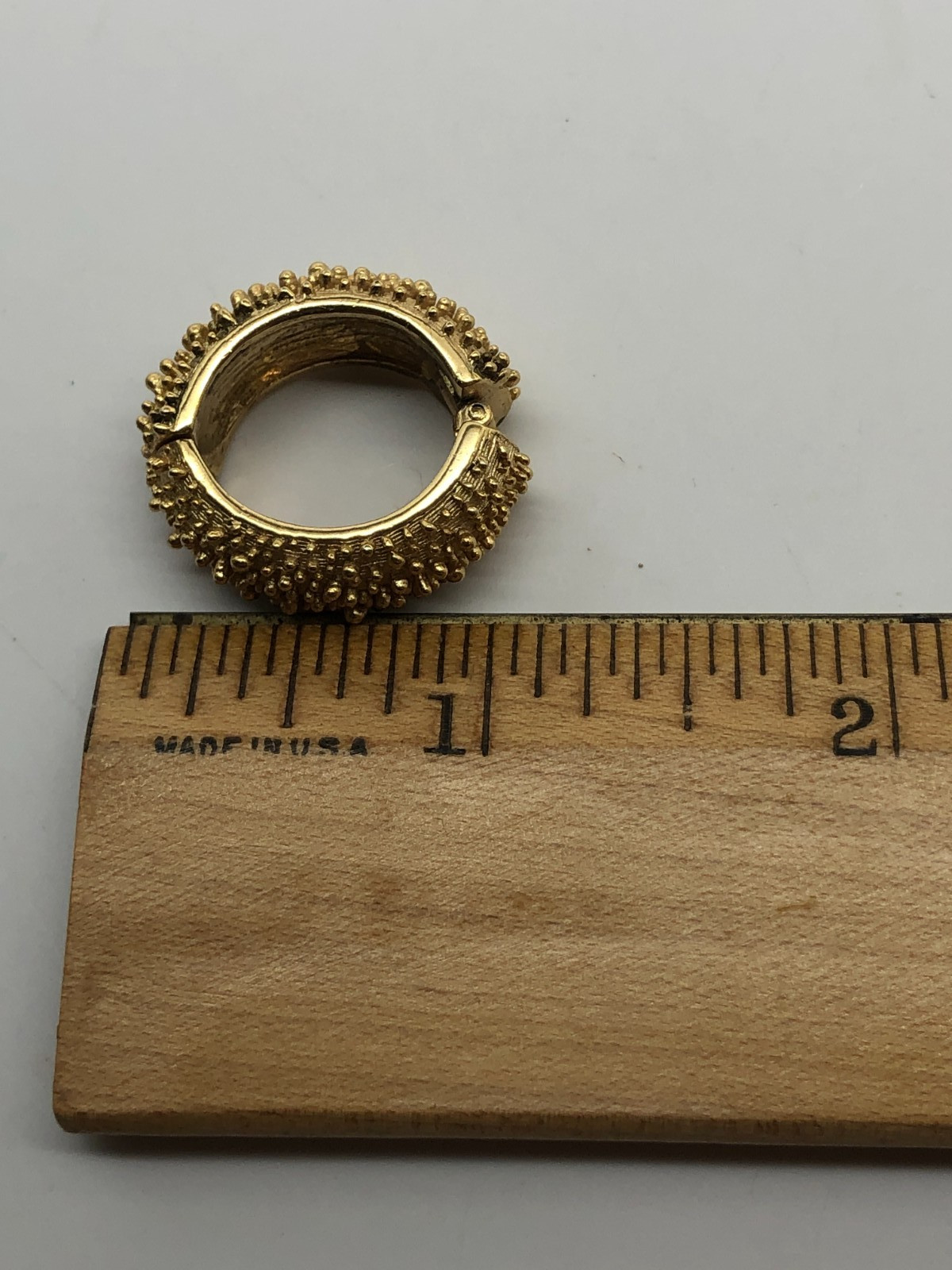 Vtg Trifari huggie clip on Earrings Popcorn Gold Tone bead finish MCM
