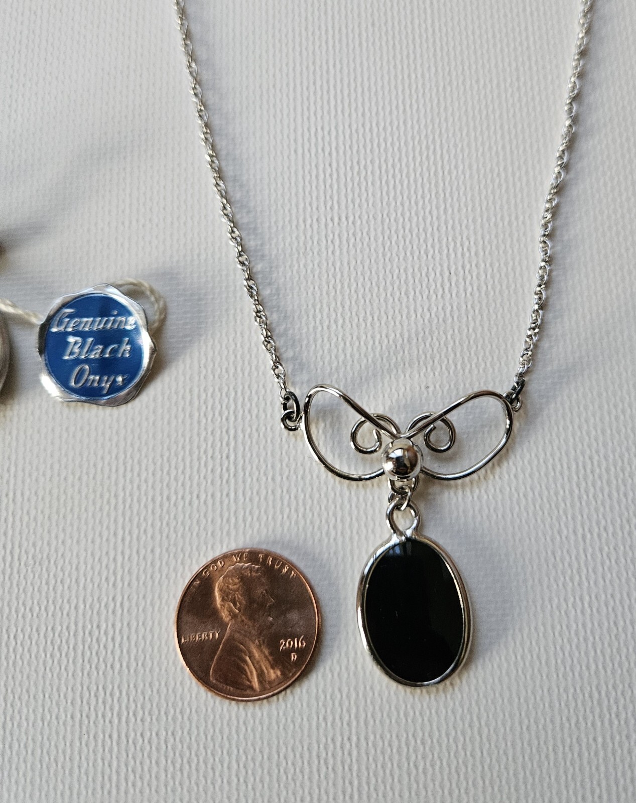Vintage Black Onyx with Silver Tone Necklace & Screw-Hinge Clip-On Earrings Set