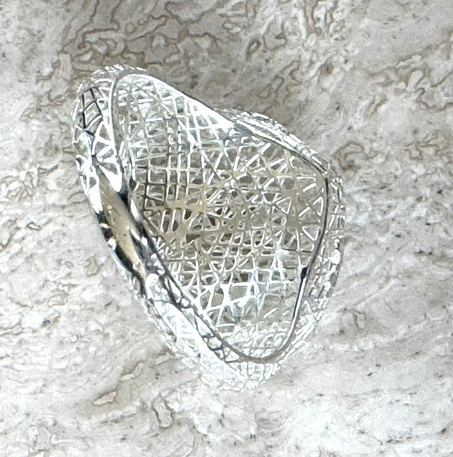 Vintage DBJ 925 Sterling Silver Filigree Puffy Heart Ring Size 10