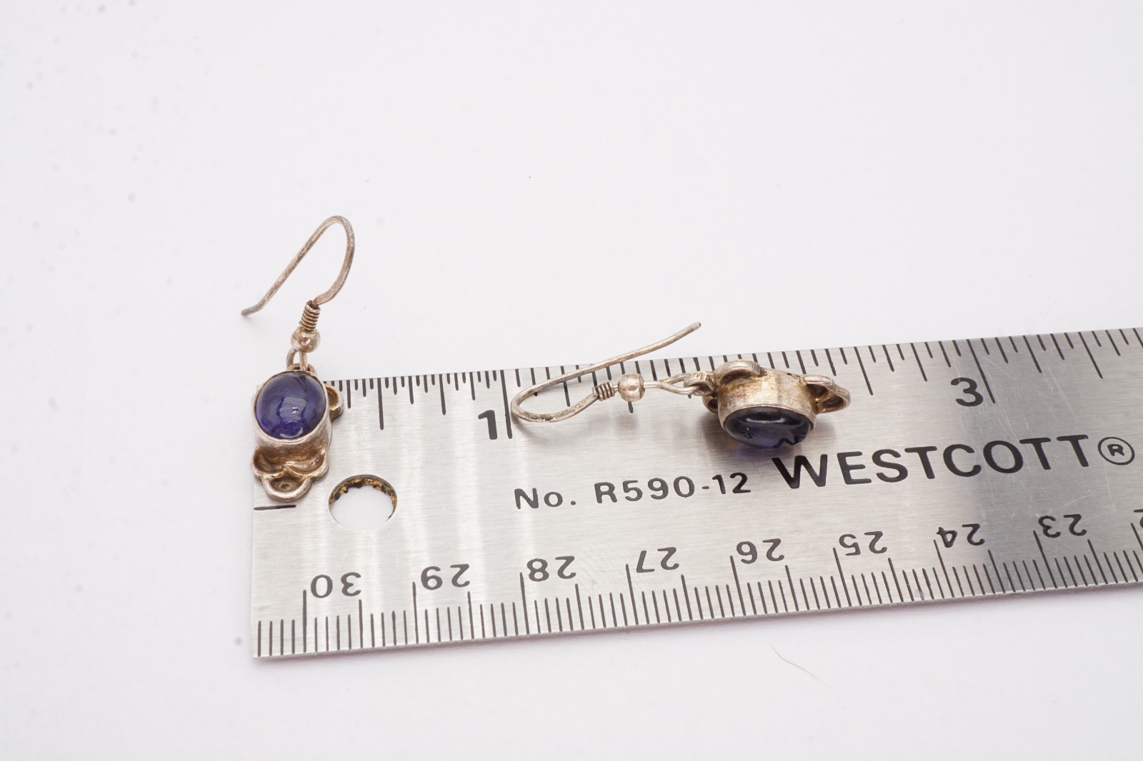 Vintage Sterling Silver 925 Iolite Earrings I2