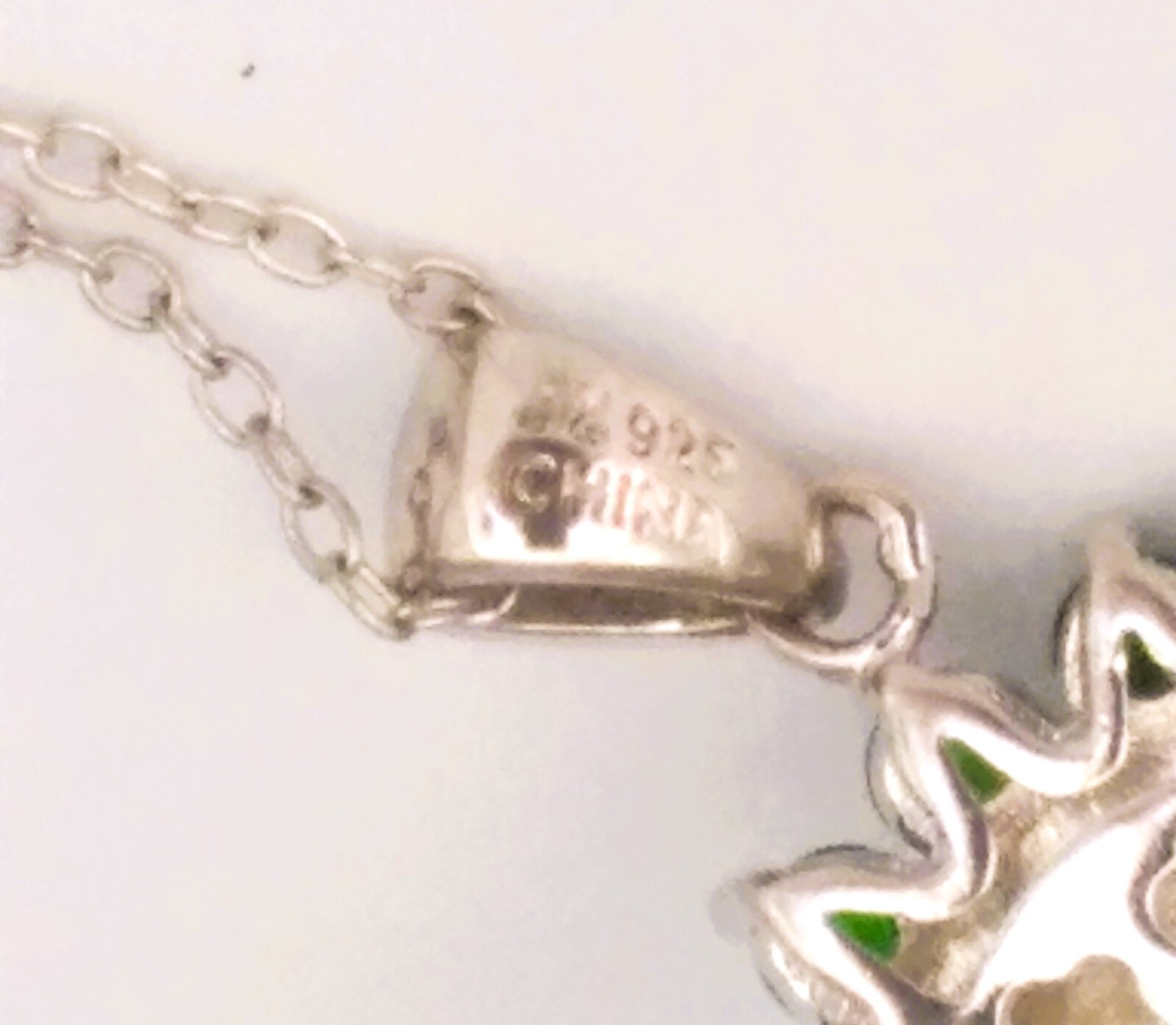 JZ 925 Sterling Silver Necklace with Pearl & Emerald Glass Pendant – Elegant & H