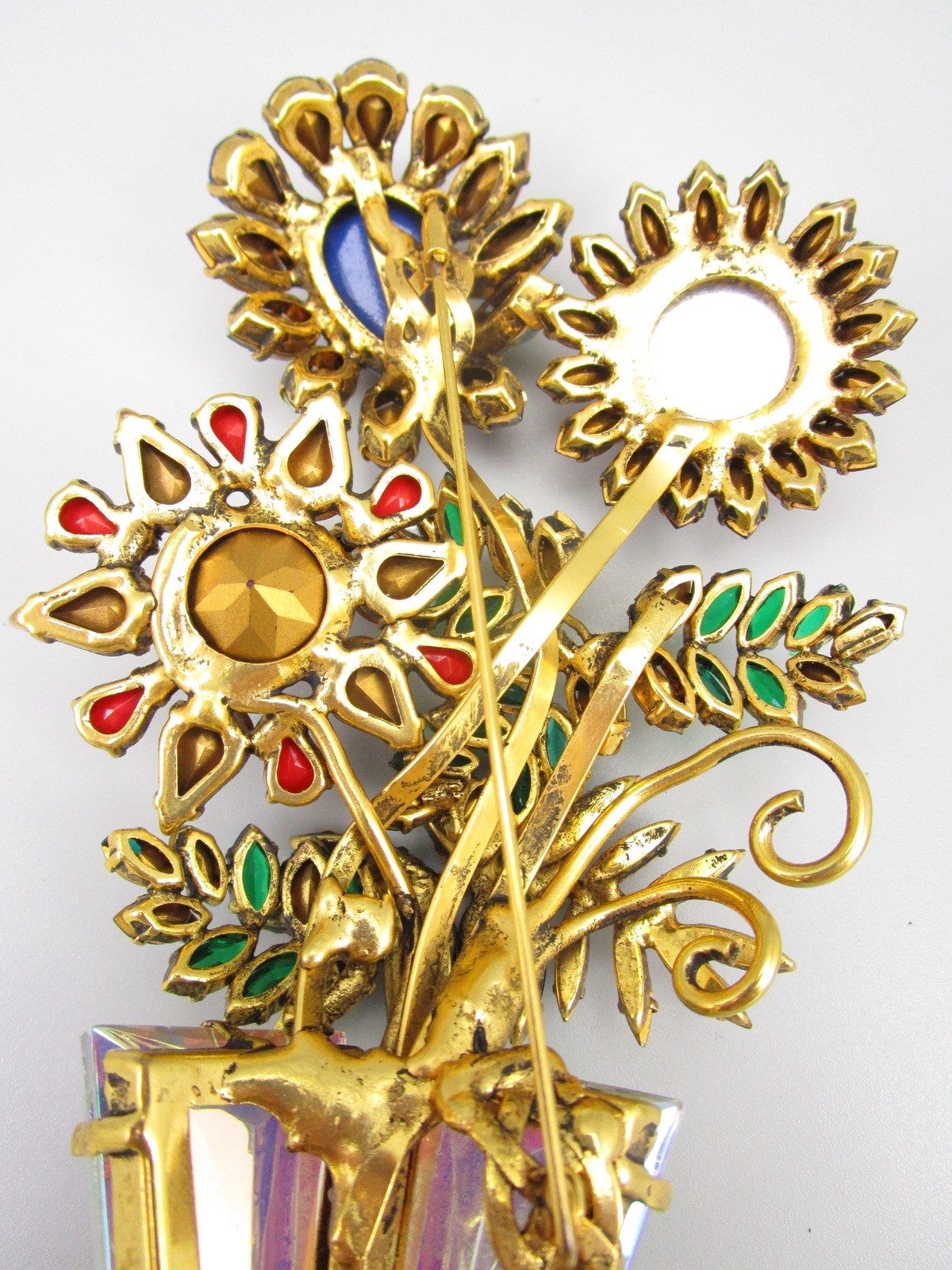 RARE HANNA BERNHARD FRANCE OVERSIZED 6″ FLOWER BOUQUET BROOCH PIN