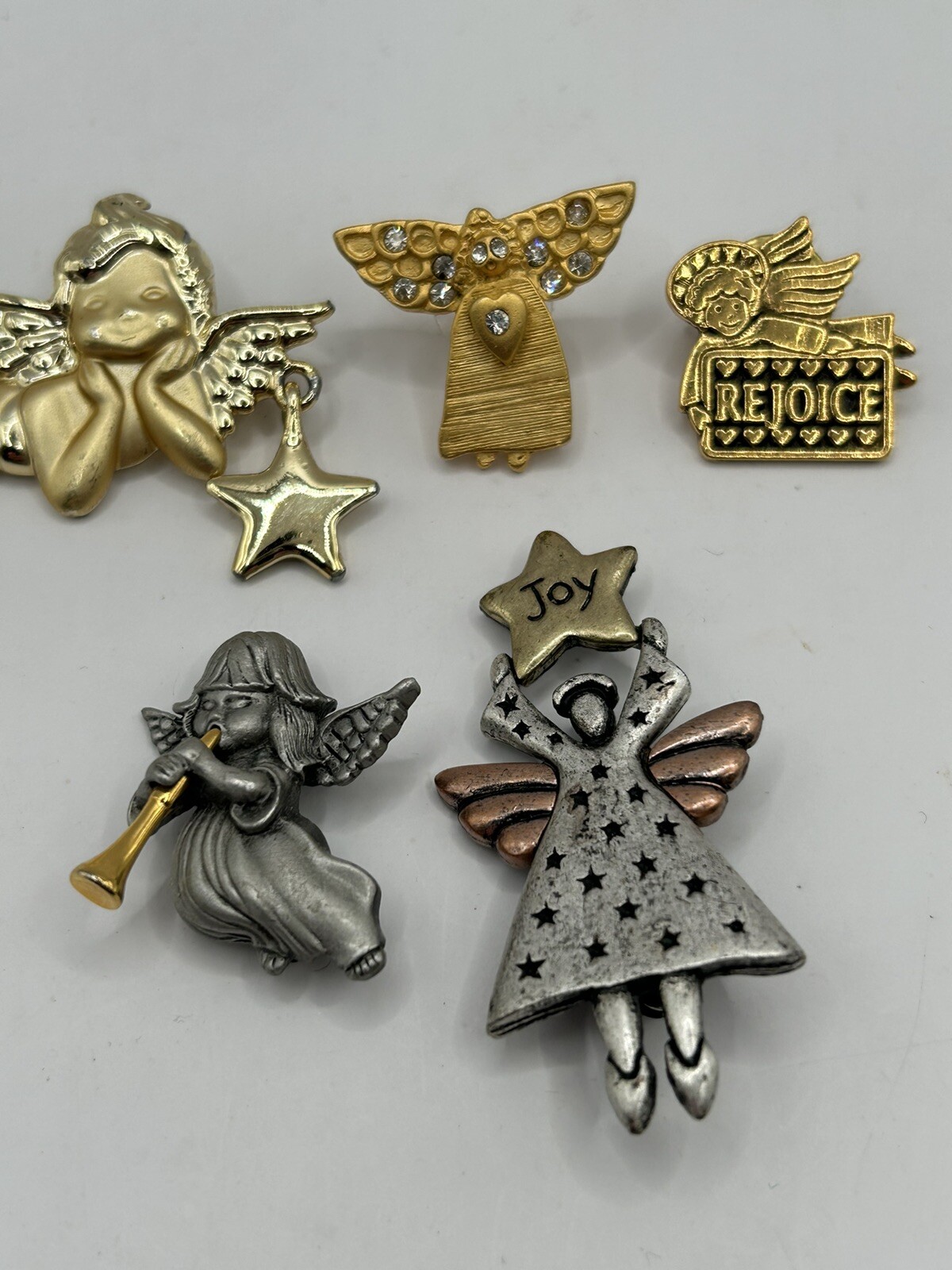 Vintage Angel Pin Brooch Lot – Gold Tone, Pewter, Daria, Norma Jean