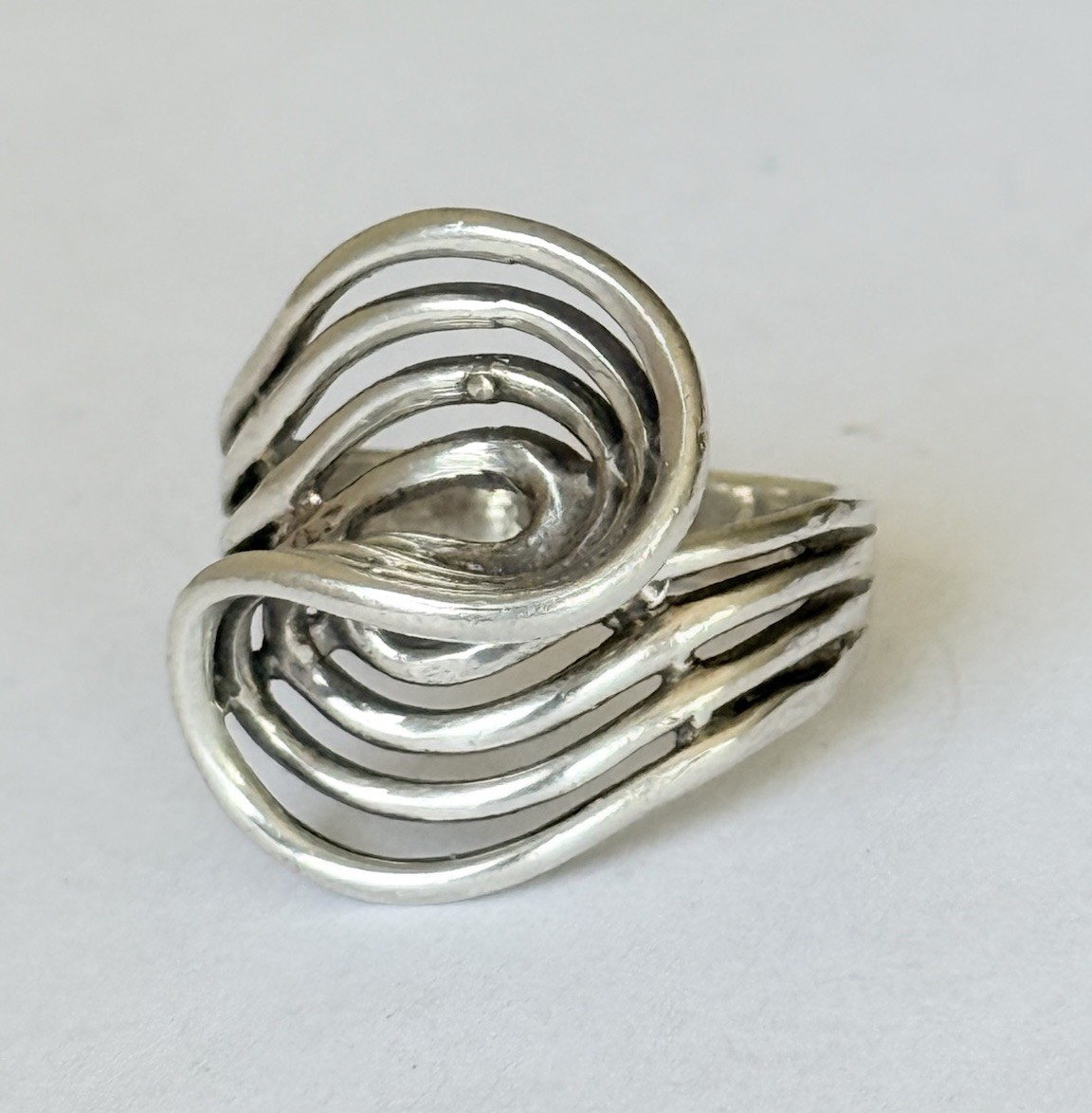 Vintage Signed Otto Robert Bade ORB Modernist Sterling Silver Ring Size 8