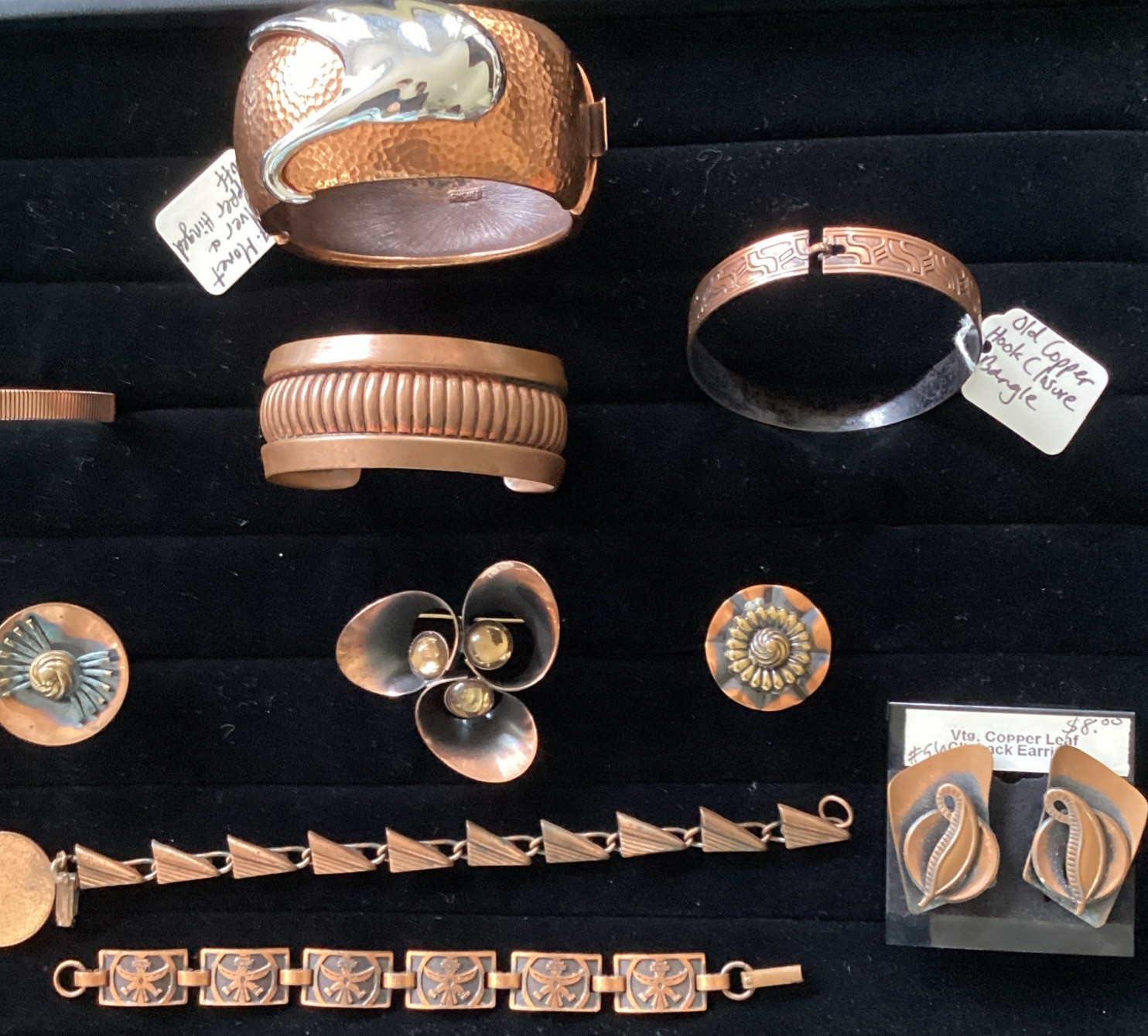 Vintage Copper Jewelry Lot Monet Coro Bracelet Earring Brooch Ring Lot 83