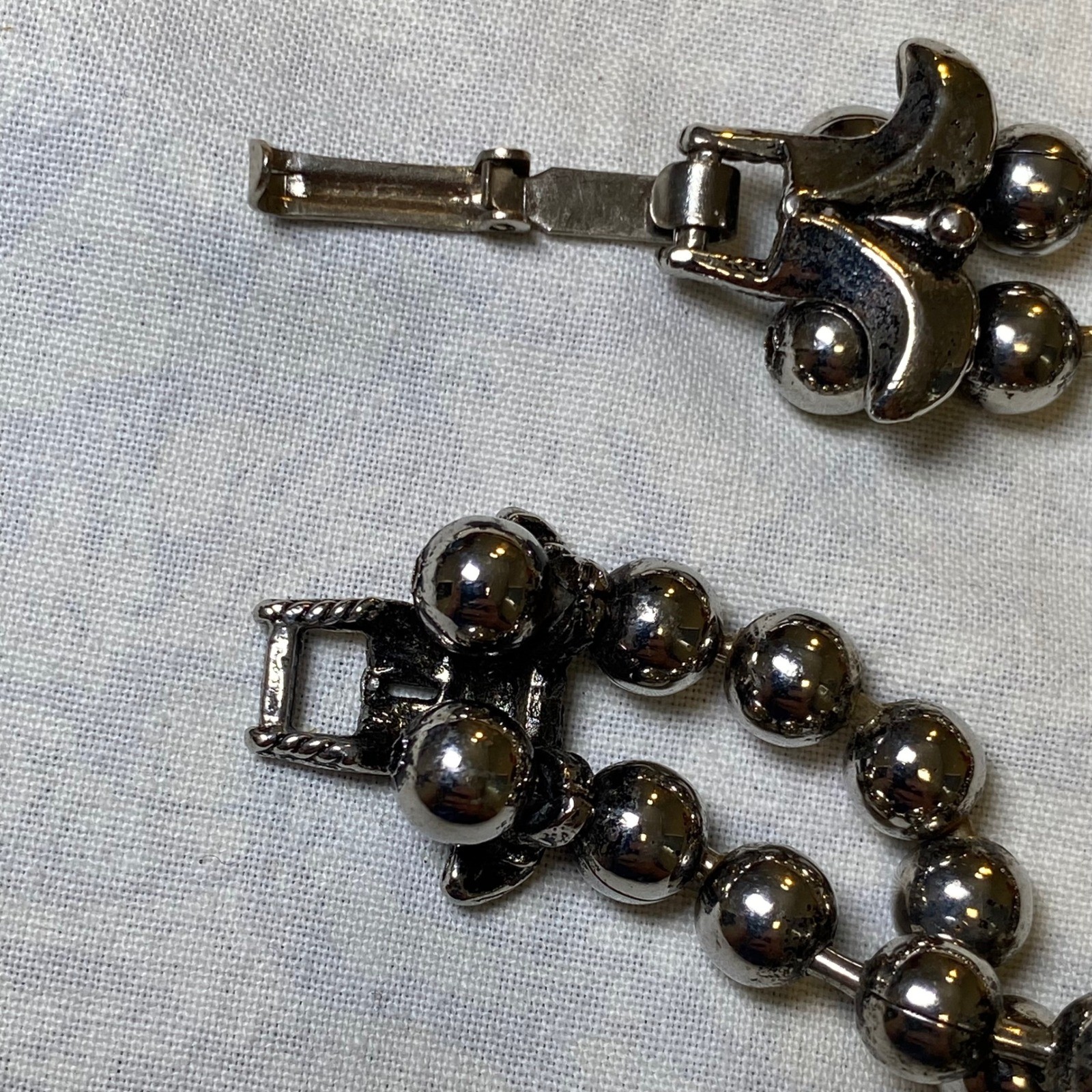 Vintage Southwestern Squash Blossom Style Necklace Turquoise Look Silver Tone