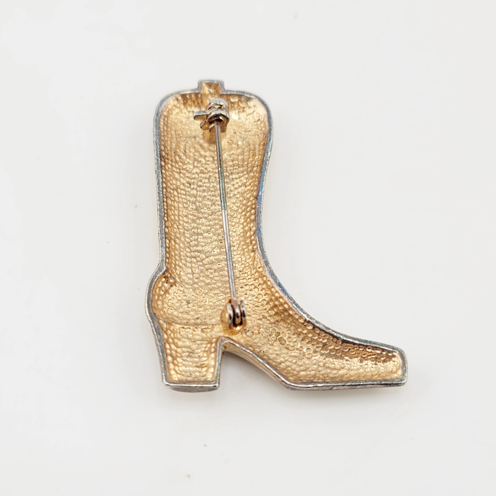 Vtg Brooch Pin Boot Cowboy Cowgirl Rhinestones Enamel Western Southwest Jewelry
