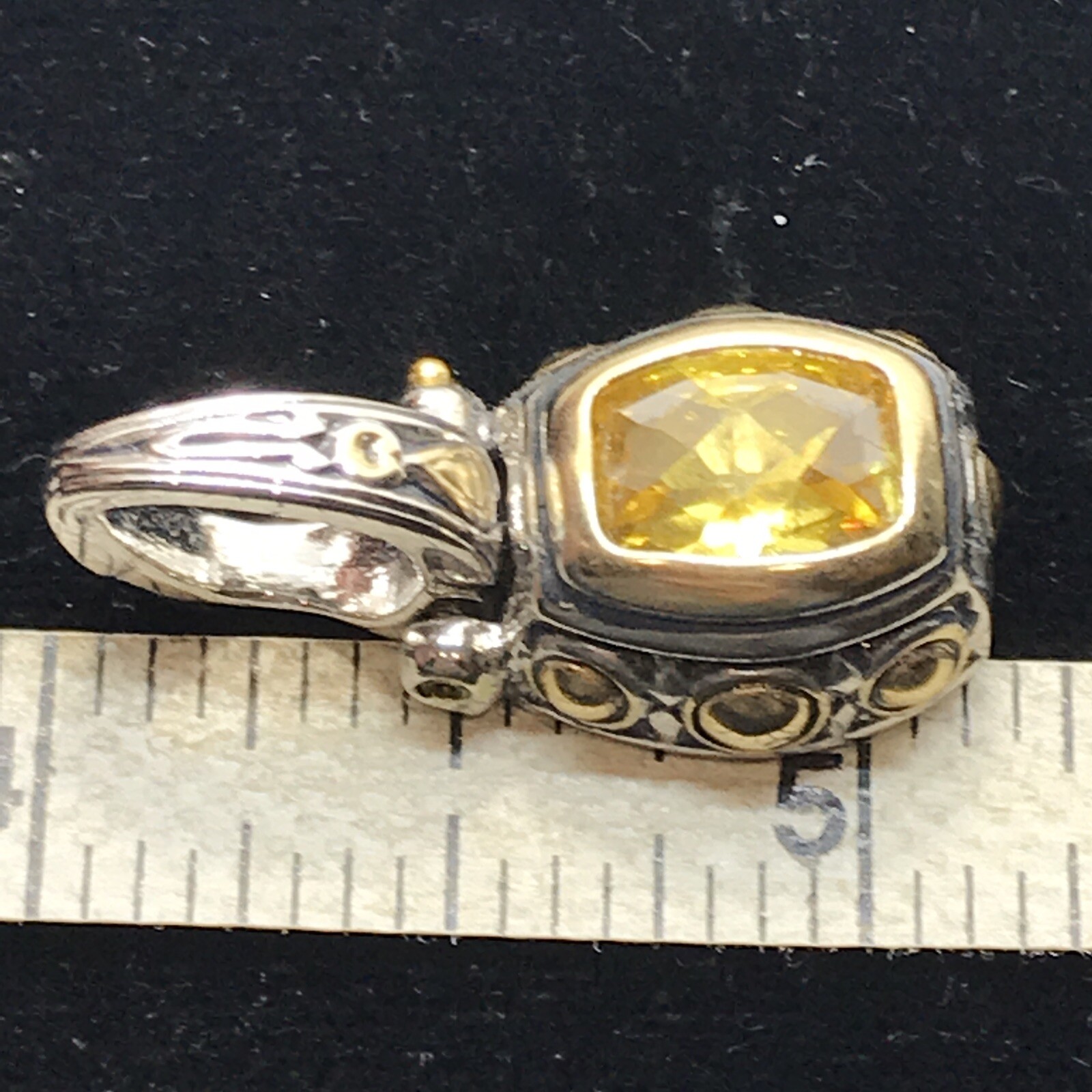 Vintage Renaissance Revival 2-Tone Citrine Yellow Cubic Zirconia Pendant
