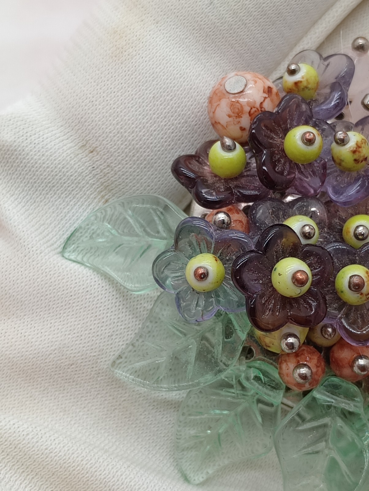 Vintage Unsigned Miriam Haskell Inspired Glass Cluster Brooch Pin