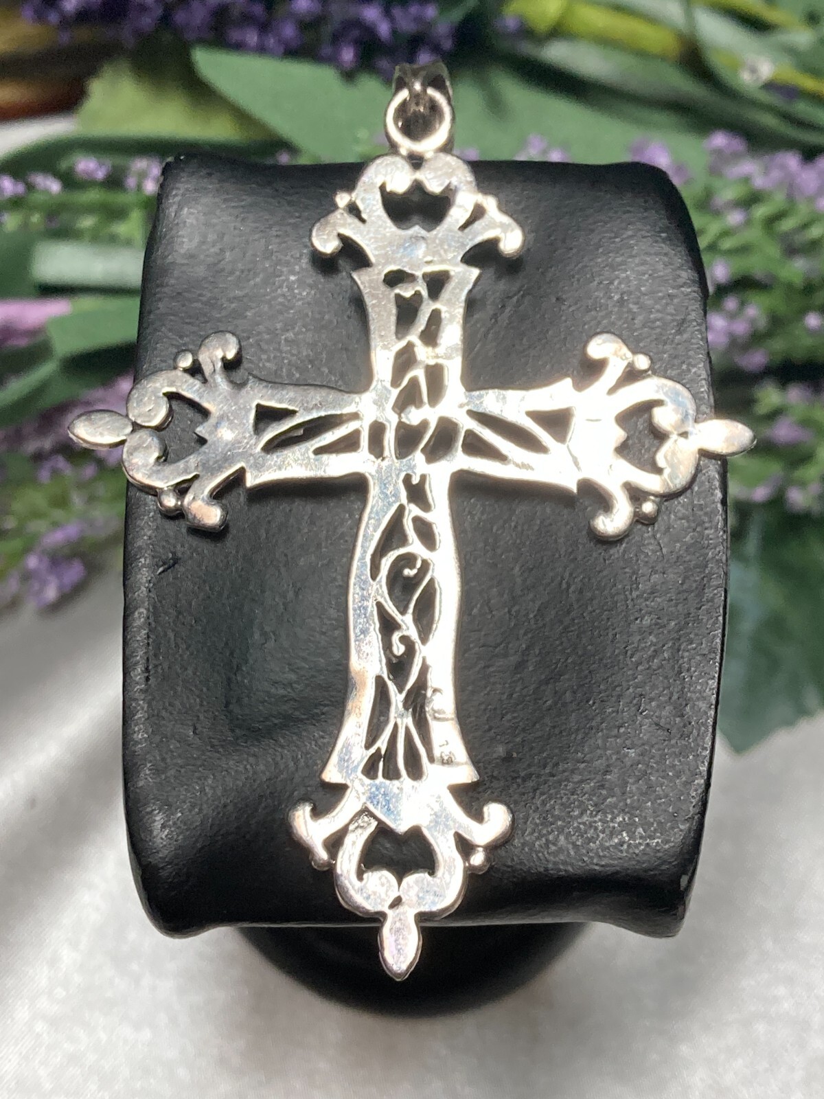 Vintage Filigree Fine 925 Sterling Silver Marcasite Pendant Religious Cross