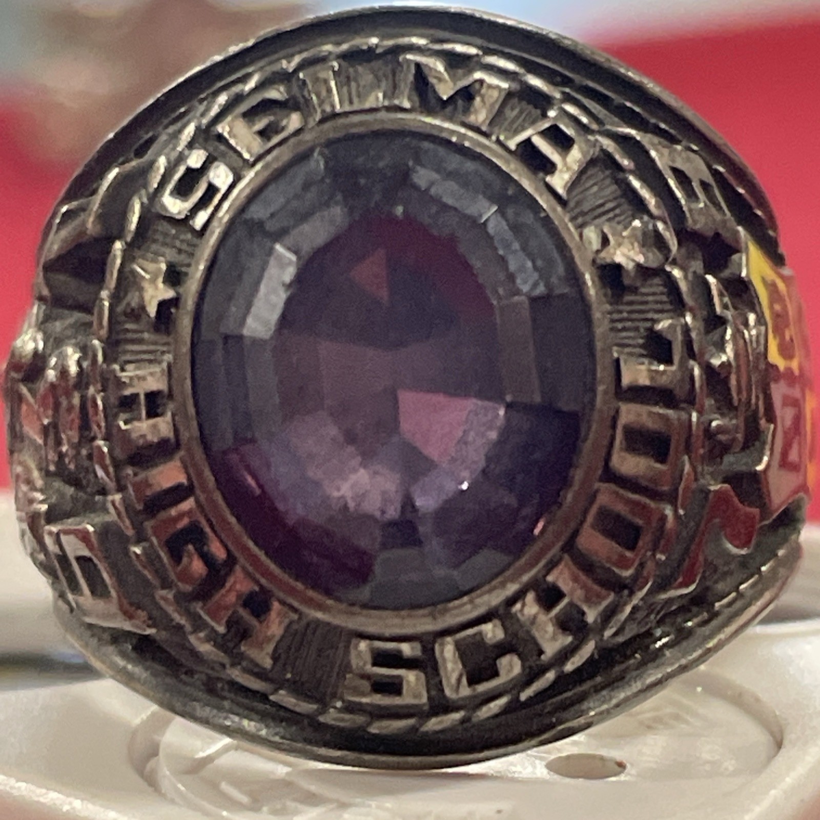 Vintage 1978 Selma High School Knights Of Pythias Purple Stone Class Ring Size 9